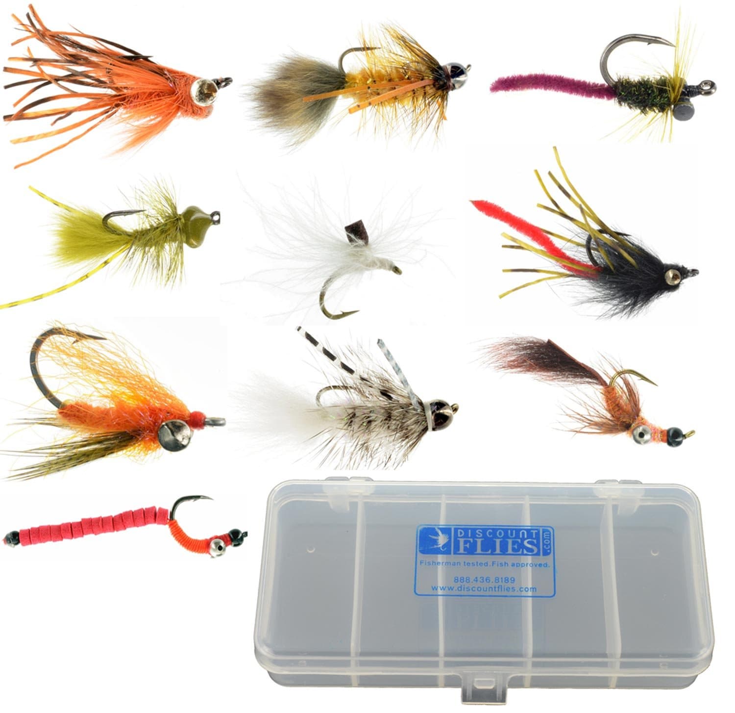 Carp Fishing Kit + Fly Box Realistic & Highly Effective Fly Fishing Gear Carp Flies on Strong, Sharp Hooks (10 Flies)