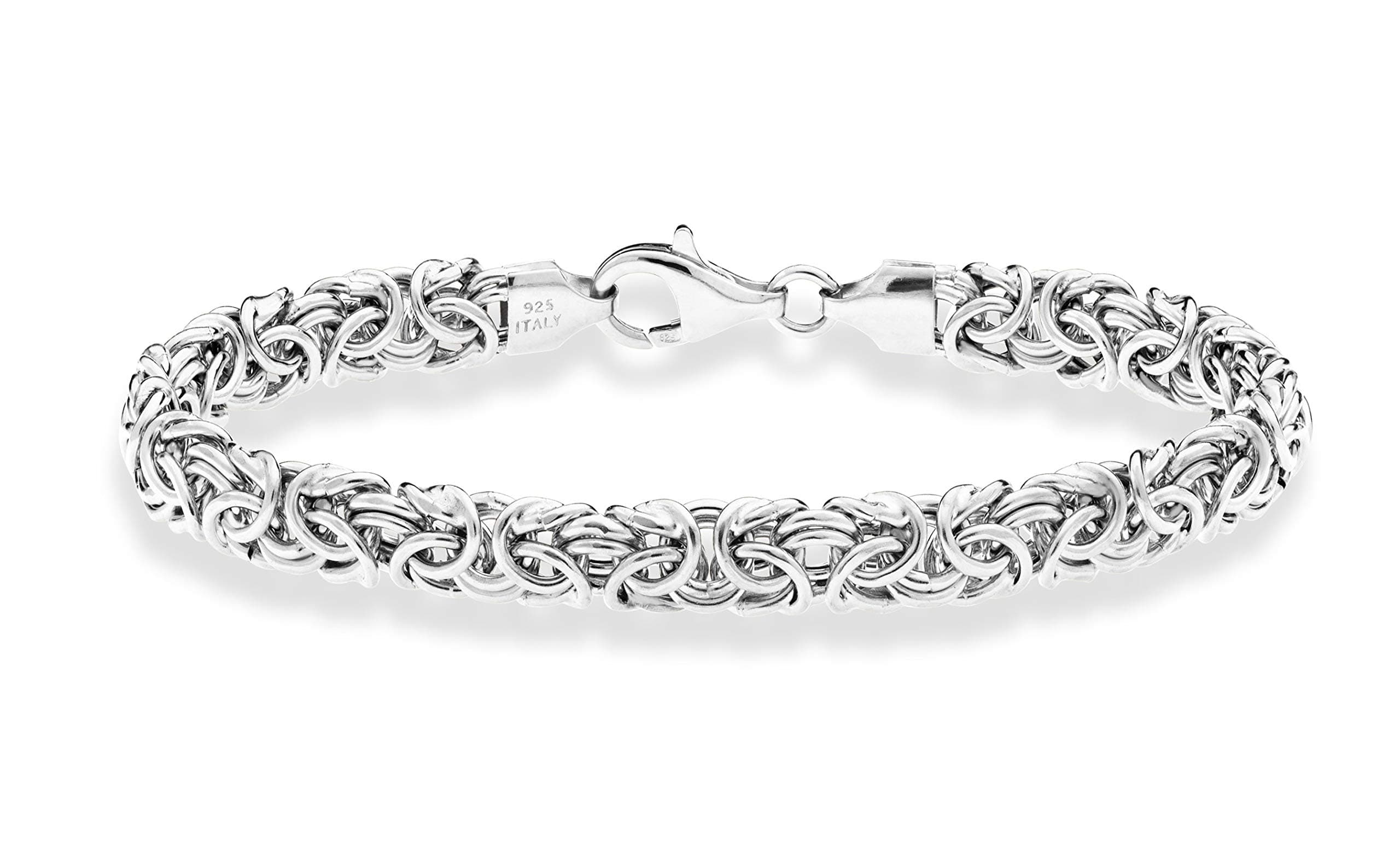 Miabella Italian 925 Sterling Silver Byzantine Bracelet for Women, Handmade in Italy, 7.5 Inch, Sterling Silver