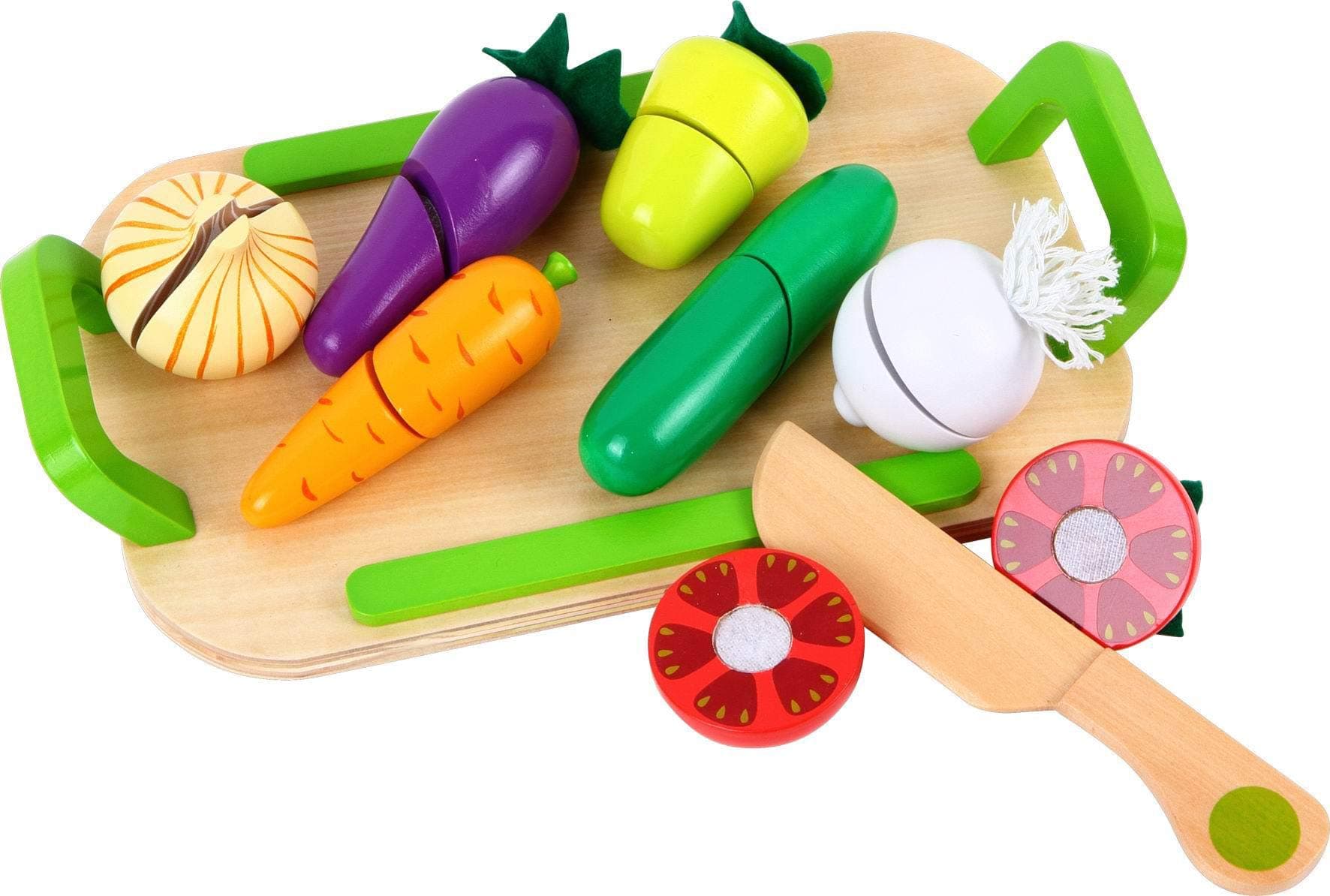 LELIN Wooden Cutting Vegetable Play Set Childrens Food Pretend Play