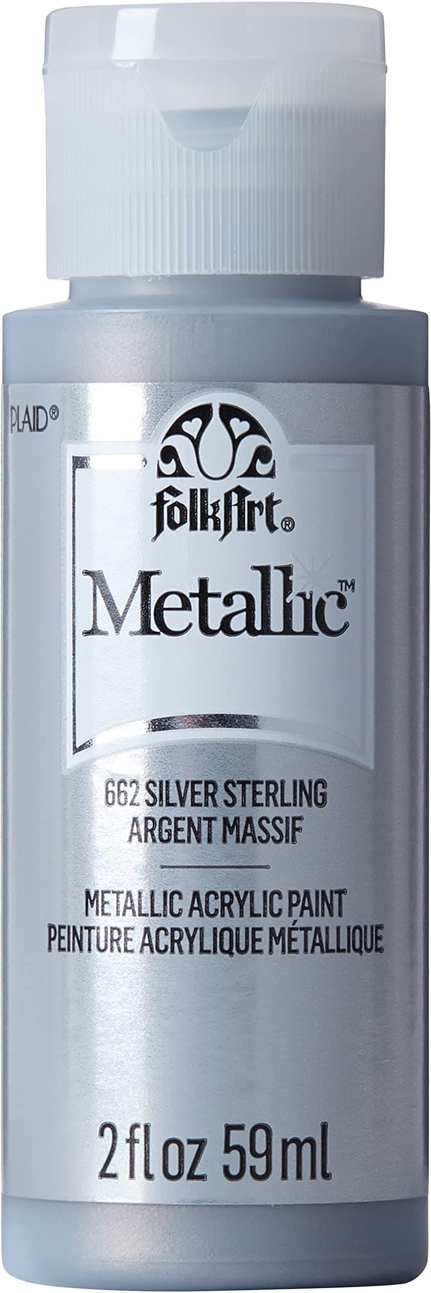 Folk Art Metallic Acrylic Paint in Assorted Colors (2 oz), 6102, 2 Ounce Sterling Silver