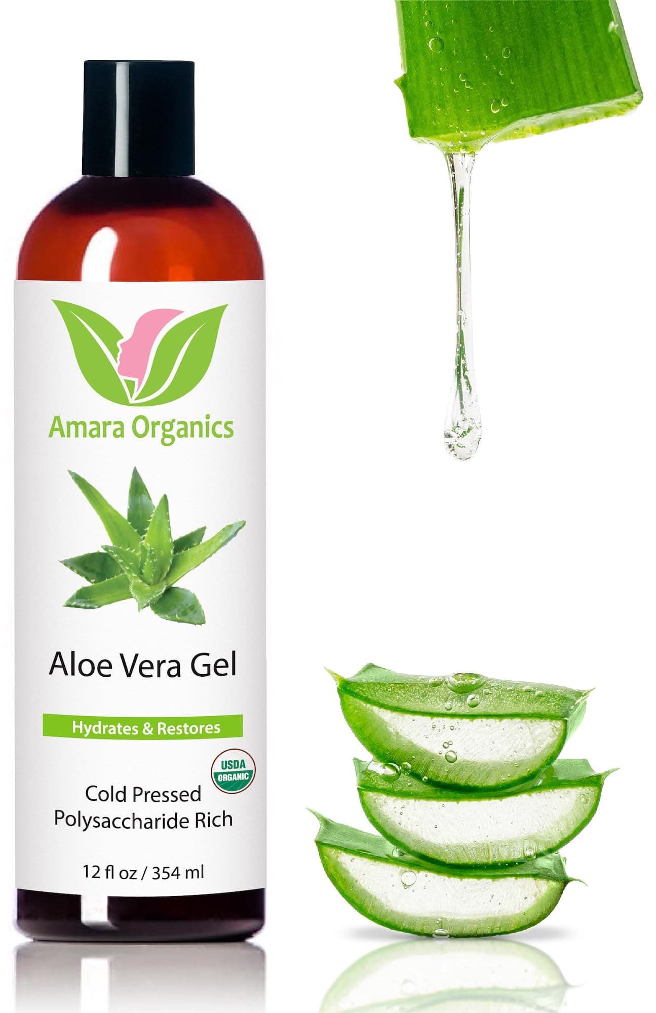 Aloe Vera Gel from Organic Cold Pressed Aloe, 8 fl. oz.