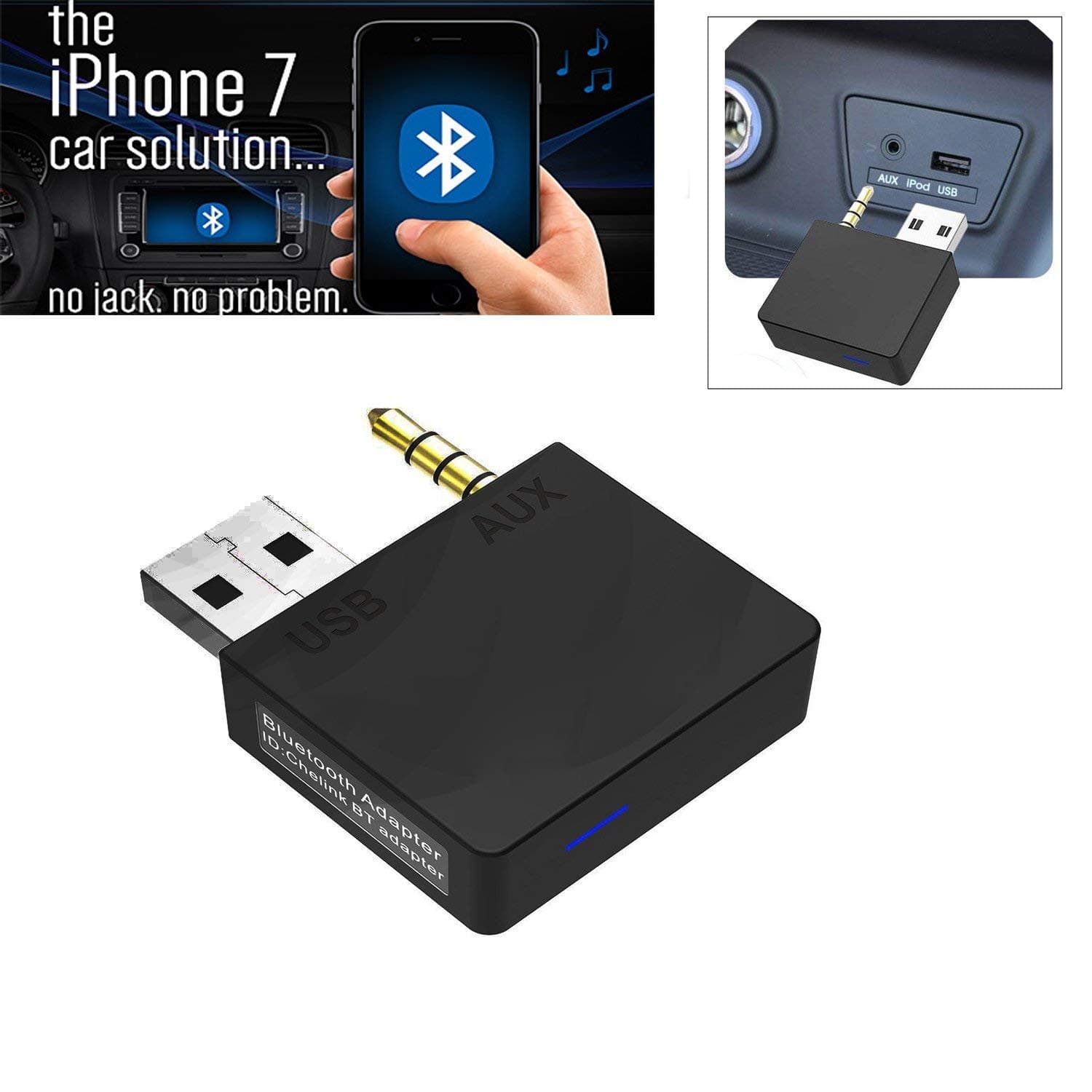 Drimfly Bluetooth Car kit for Hyundai/Kia,Wireless Bluetooth Receiver Audio Stereo Adapter(USB and 3.5mm)