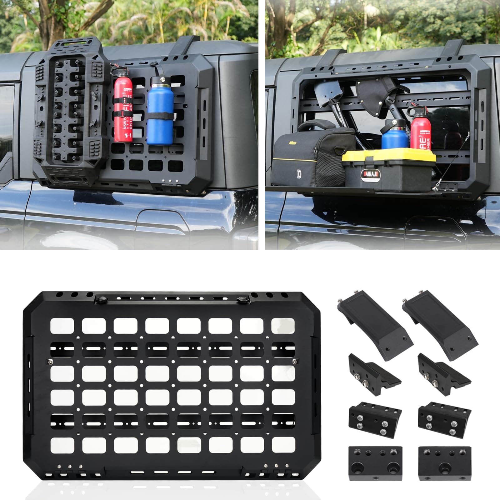 MAIKER Rear Side Window Molle Panel, Tactical Modular Storage Panel System, Rear Window Storage Box for Tools MOLLE Accessories Compatible with Ford Bronco 2021-2024 4-Door Hardtop