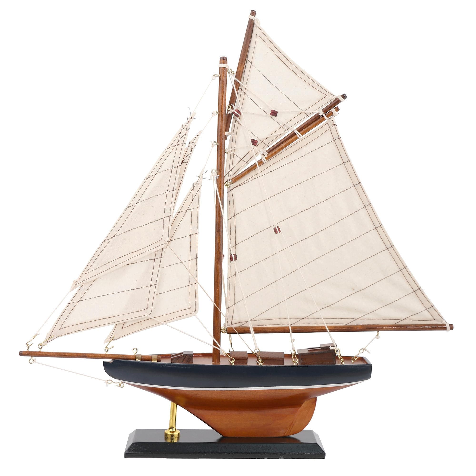 NAUTIMALL 15" Wooden Sailboat Decor Classic Columbia America's Cup Ship Model Nautical Yacht Decor (CLB39-ClassicWood)