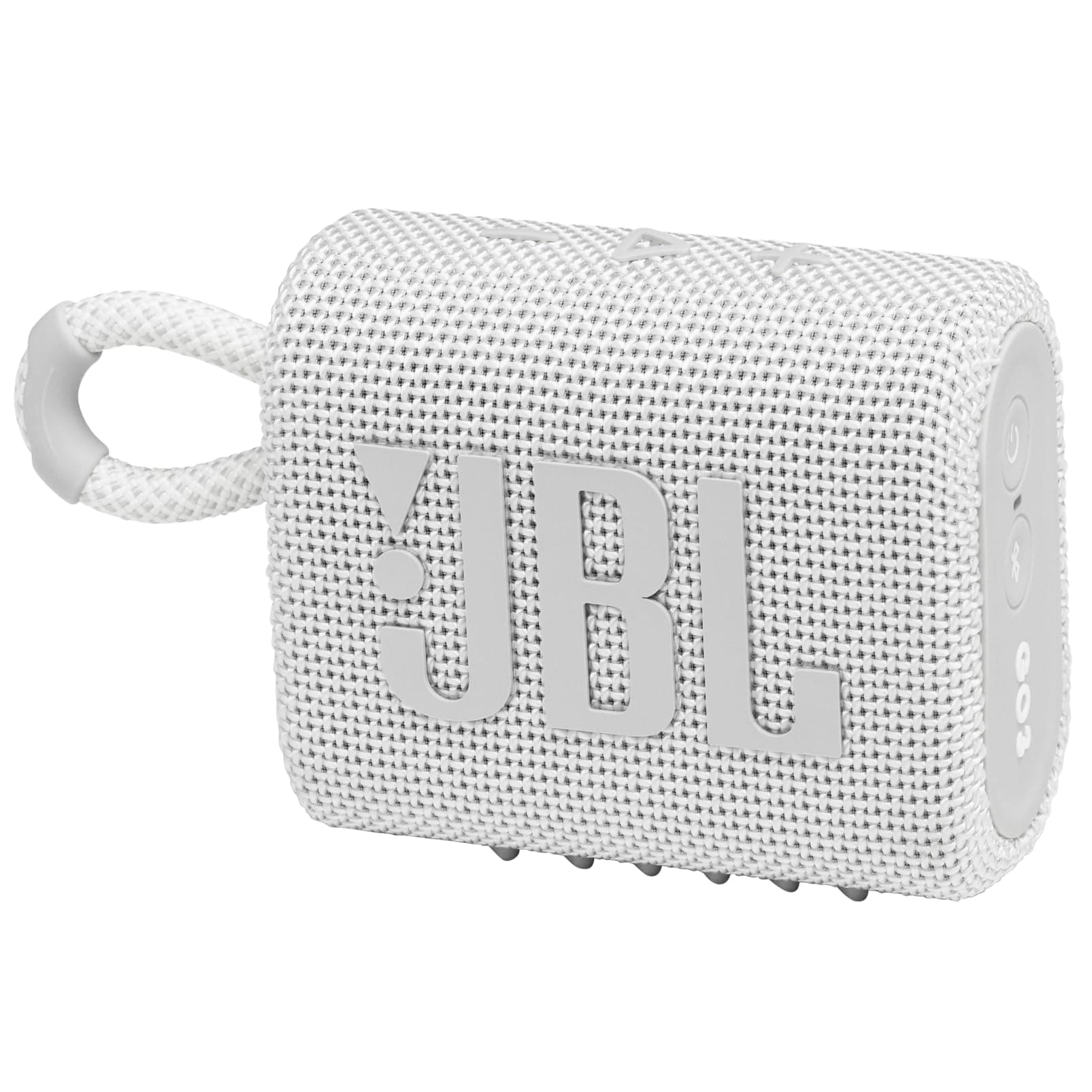 GO 3 Wireless Bluetooth Portable Speaker with Integrated Loop for Travel with USB C Charging Cable, White