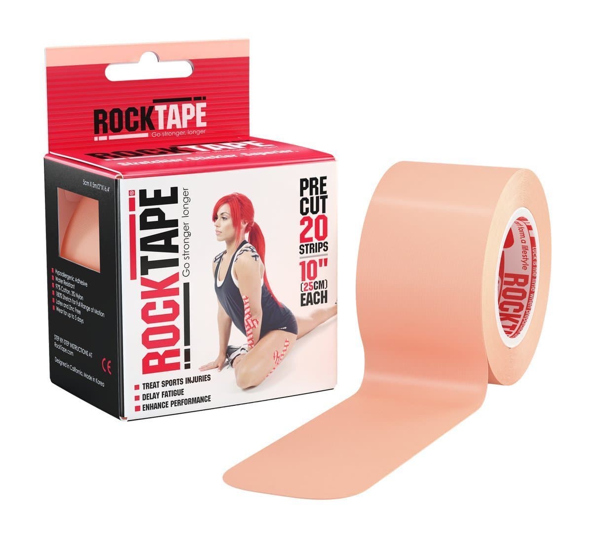 Kinesiology Tape, Pre-cut Strips, for ATHLETES, Water Resistant, Reduce Pain & Injury Recovery, 5cm x 5M, Beige
