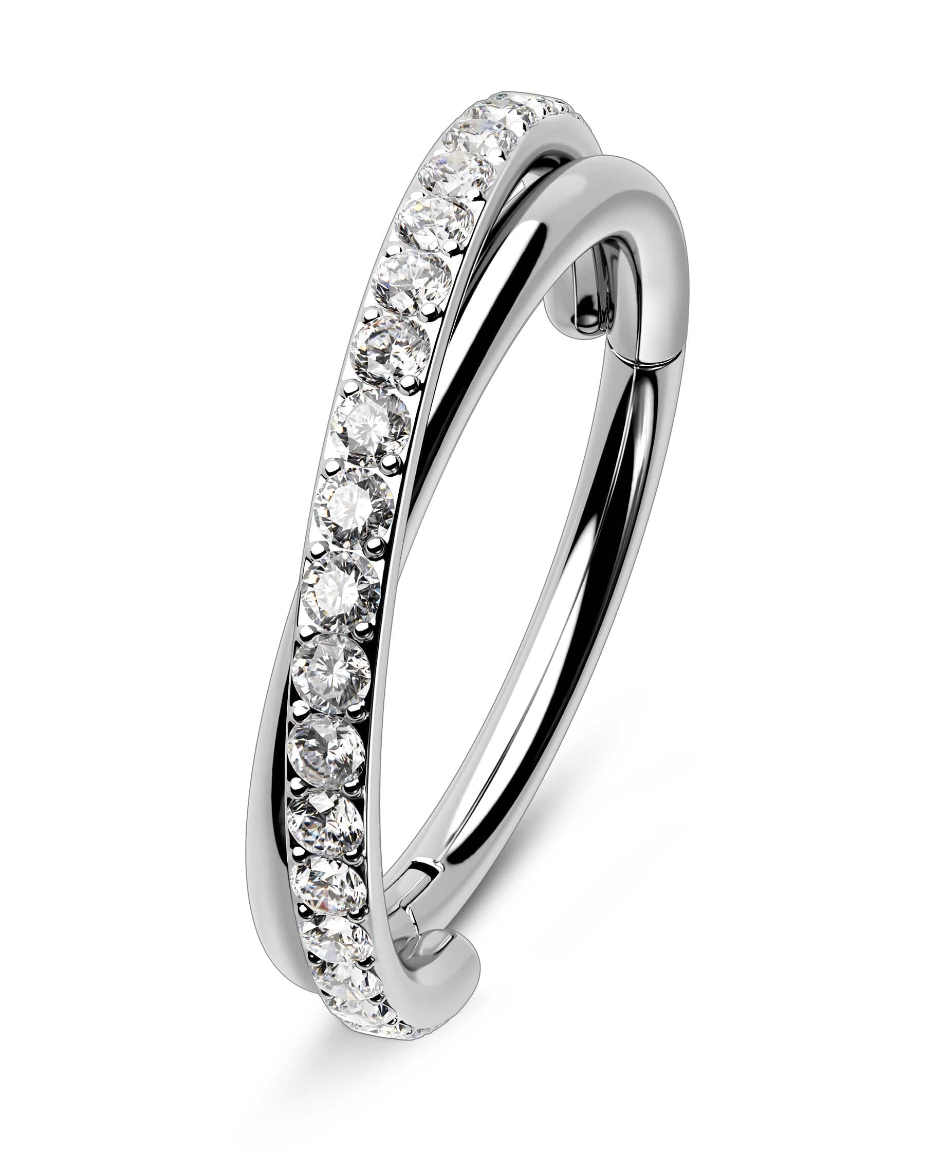 Melighting G23 Titanium Nose Ring Hoop 16G 18G 20G Conch Piercing Jewelry Clear CZ Double Titanium Helix Earring Tragus Daith Piercing Jewelry for Women