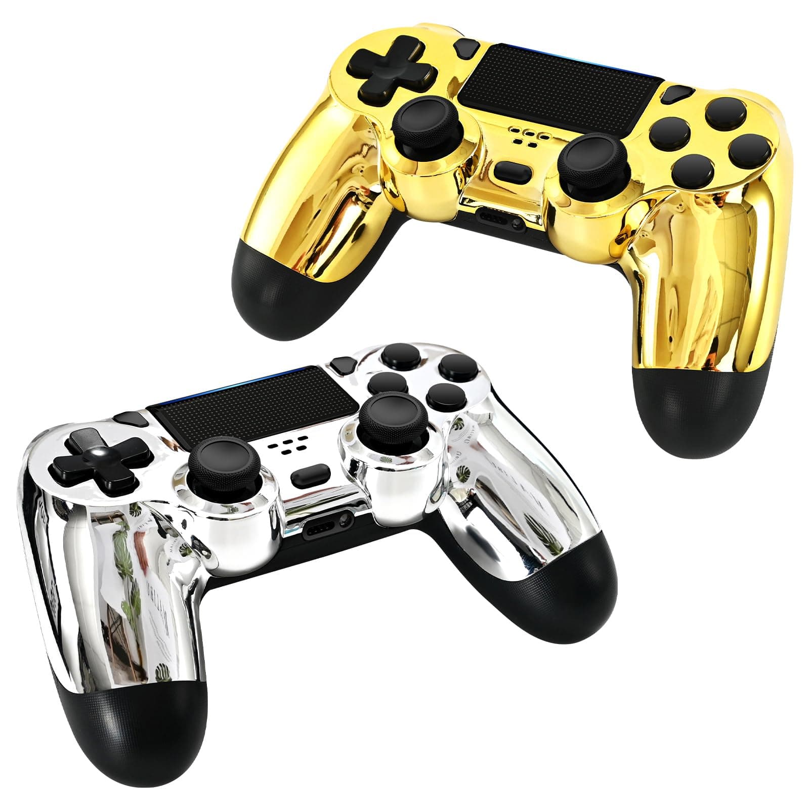 Choopp 2 Pack Wireless Controller Compatible with PS4 (Gold Plating & Silver Plating)