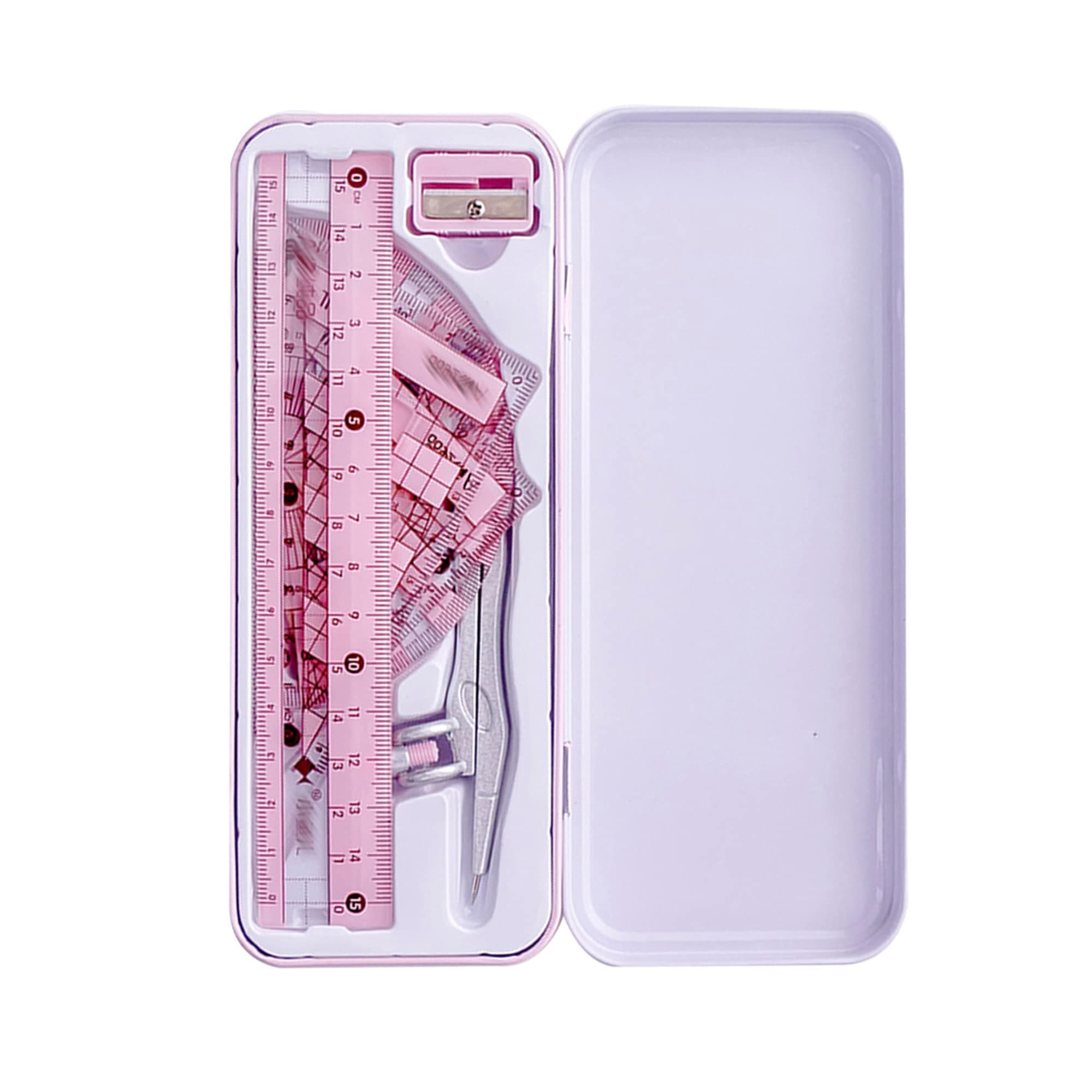 Adela 8 Pieces Student Math Geometry Tool Set Drawing Compass (R-Pink)