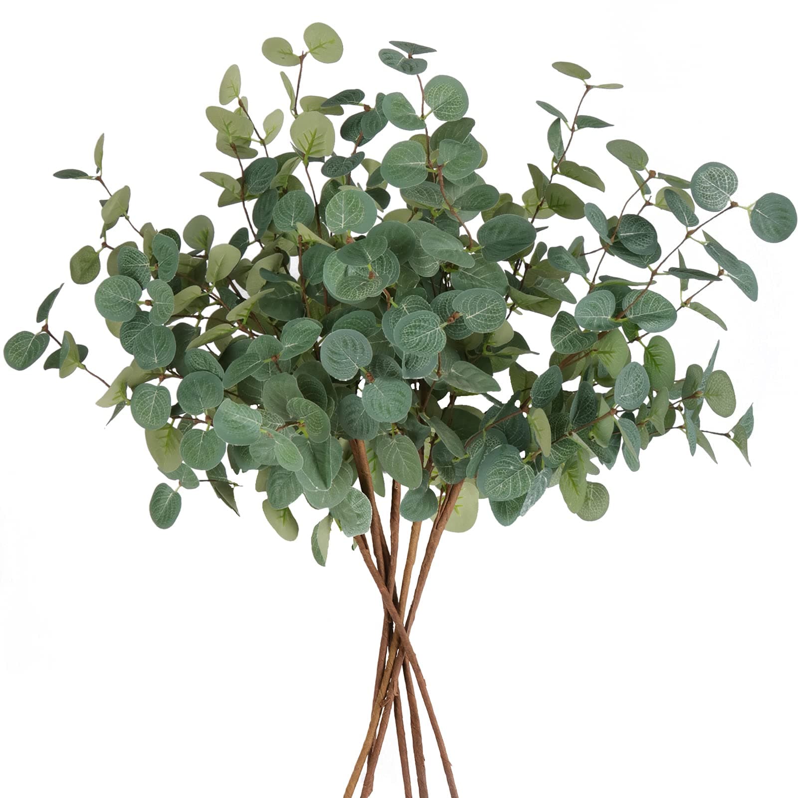 Beferr 6Pcs Artificial Eucalyptus Stems Greenery Stems 24" Tall Fake Plants Decor Faux Floral Stems for Vase Home Party Wedding Decorations