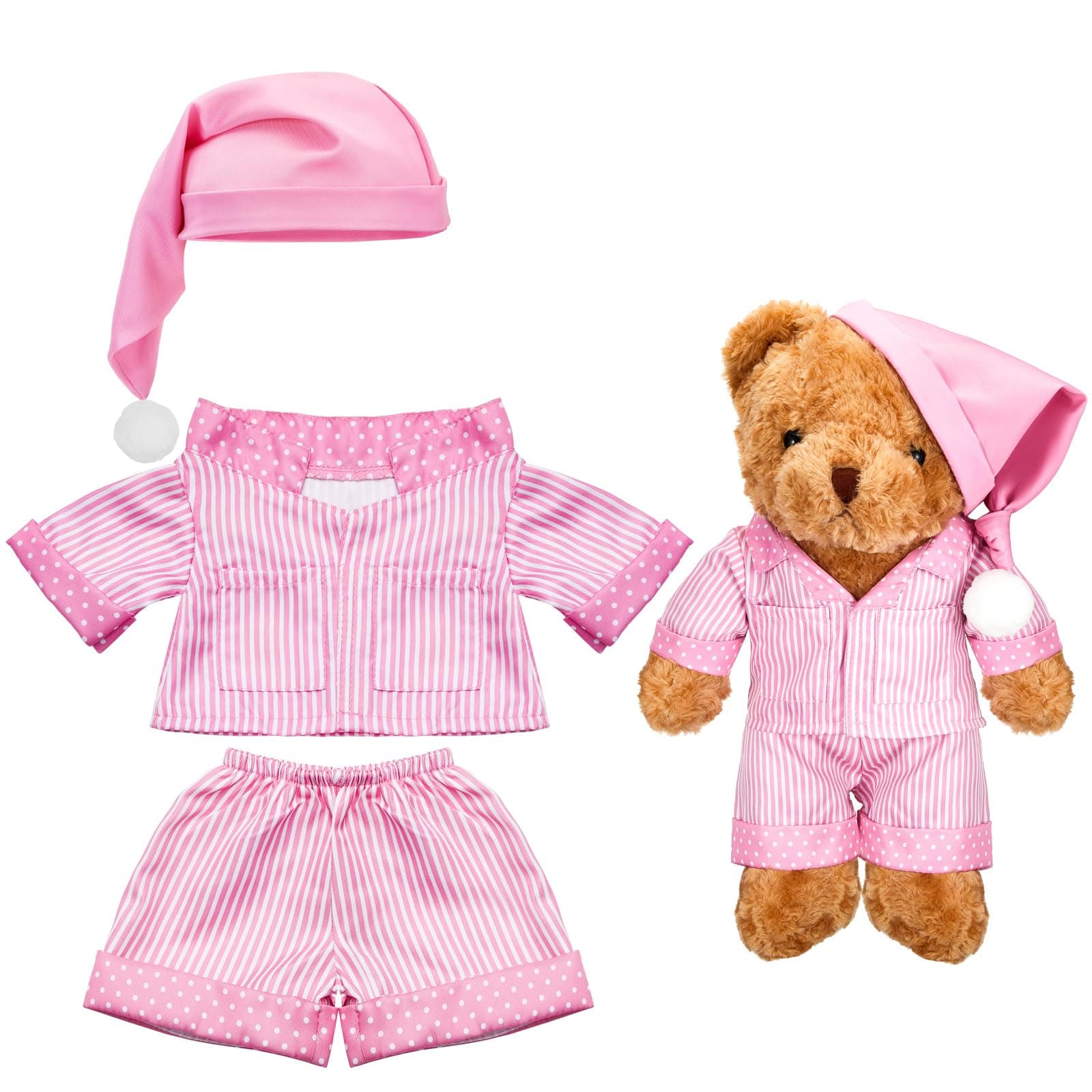 Stripe Bear Clothes Stuffed Animal Clothes 12 -16 Inch Build a Lovely Stuffed Animal Costumes and Accessories Fit, Bear is Not Included(Pink)
