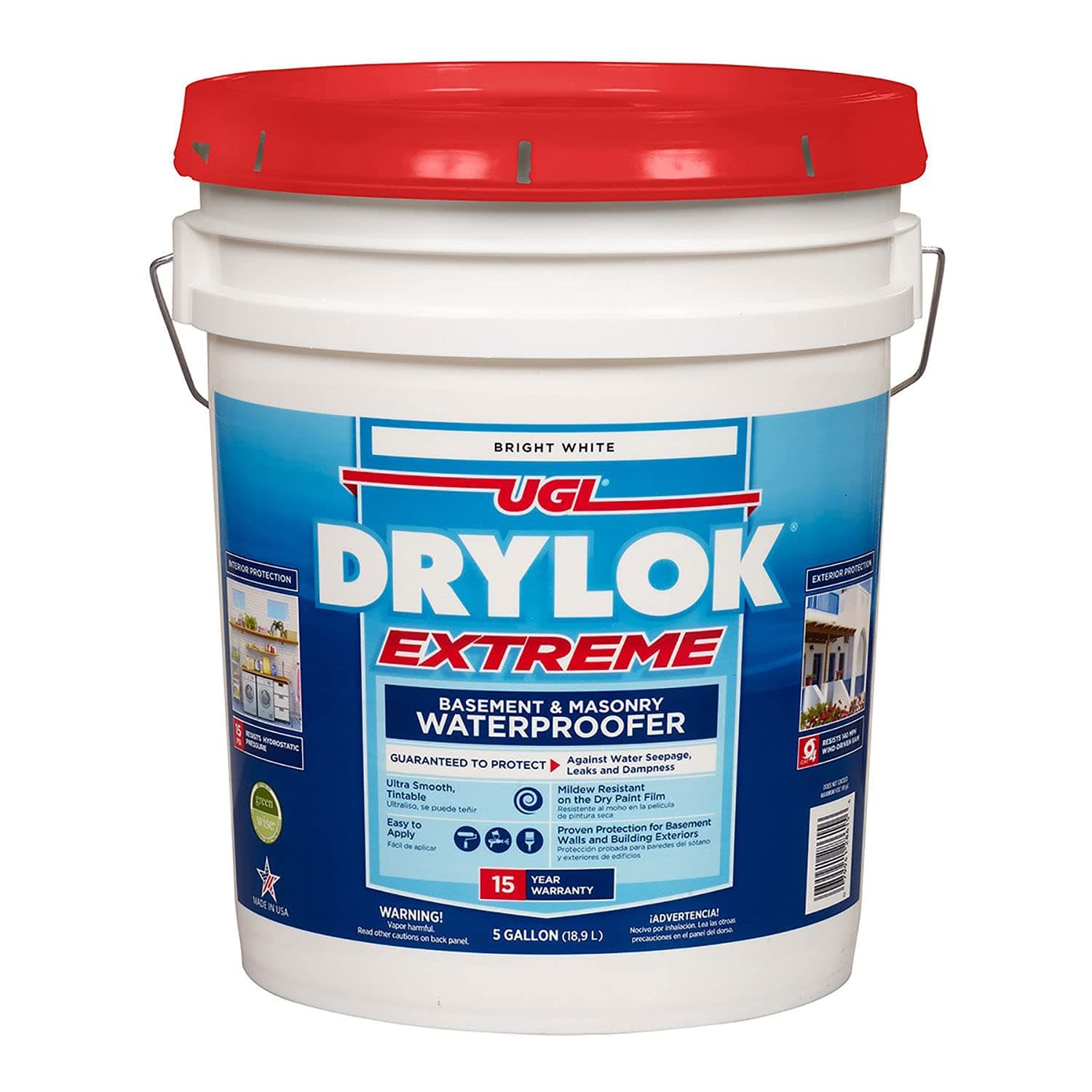 Latex Base Masonry Waterproofer Latex Interior/Exterior Smooth Finish White 5 Gl 15 Yr Warran