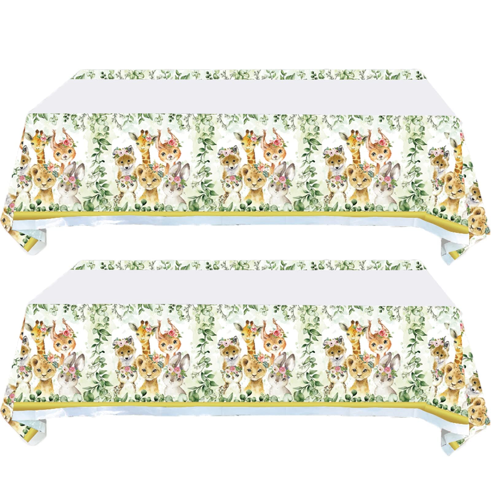 2 Pieces Wild One Tablecloth Jungle Theme Table Cover Jungle Safari Animal Wild Baby Shower Decorations for Girl Garland Party Supplies (70.9" x 42.5")