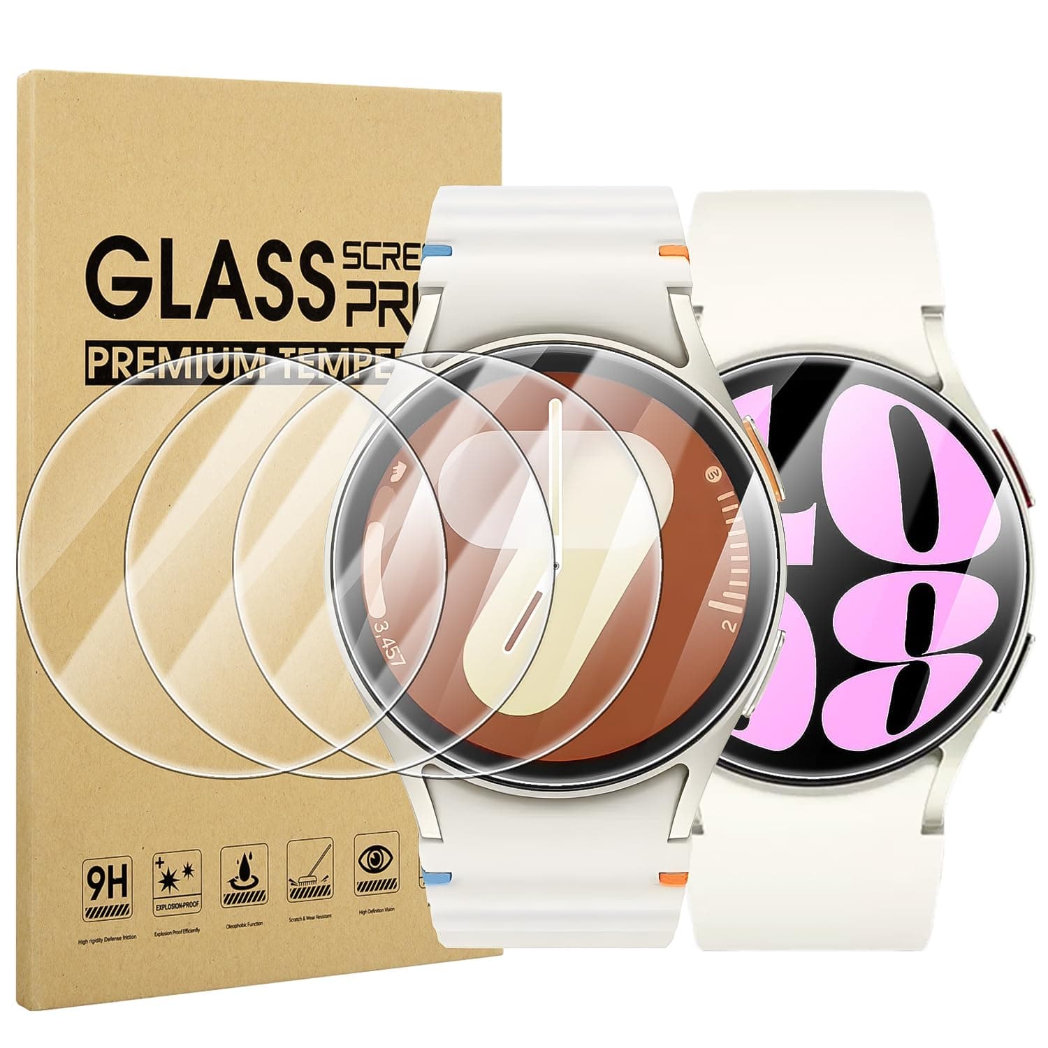 - 4-Pack Screen Protector for Samsung Galaxy Watch 7/6/5/4 40mm, Tempered Glass Protectors Perfectly Fit for Galaxy 40 mm Smartwatches