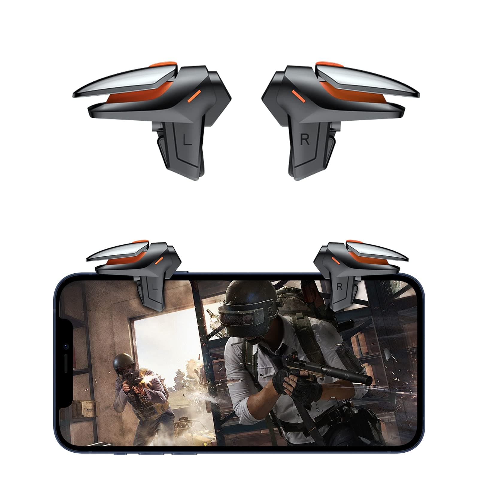 Newseego PUBG Game Controller Trigger， [1 Pair] Mobile Game Accessories Smart Phone Game Controller Gamepad Sensitive Aim & Shoot PUBG Triggers for Knives Out/Rules of Survival/PUBG-Black.