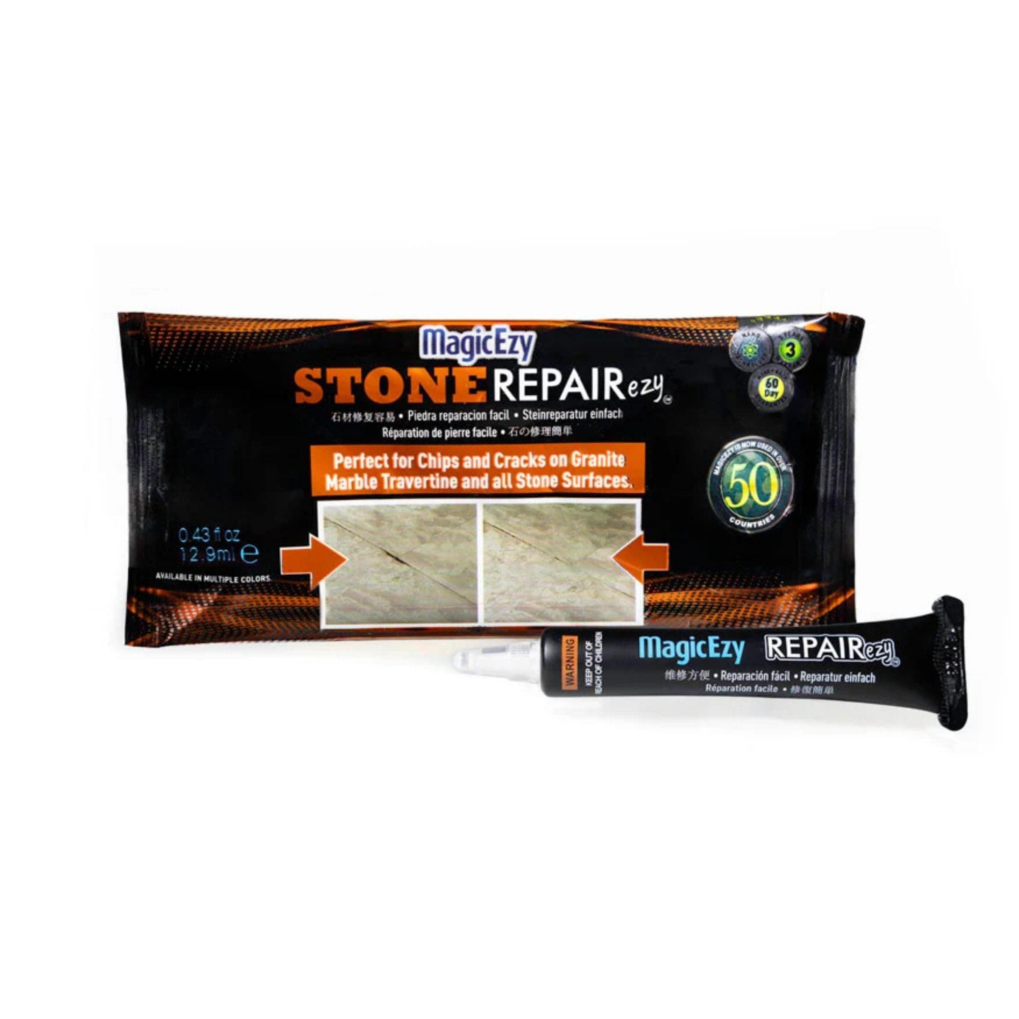 Stone RepairEzy (Beige/White) : Travertine and Stone Repair Kit | Fix Chipped, Cracked Tiles, Countertops Like an Expert - Filler Kit