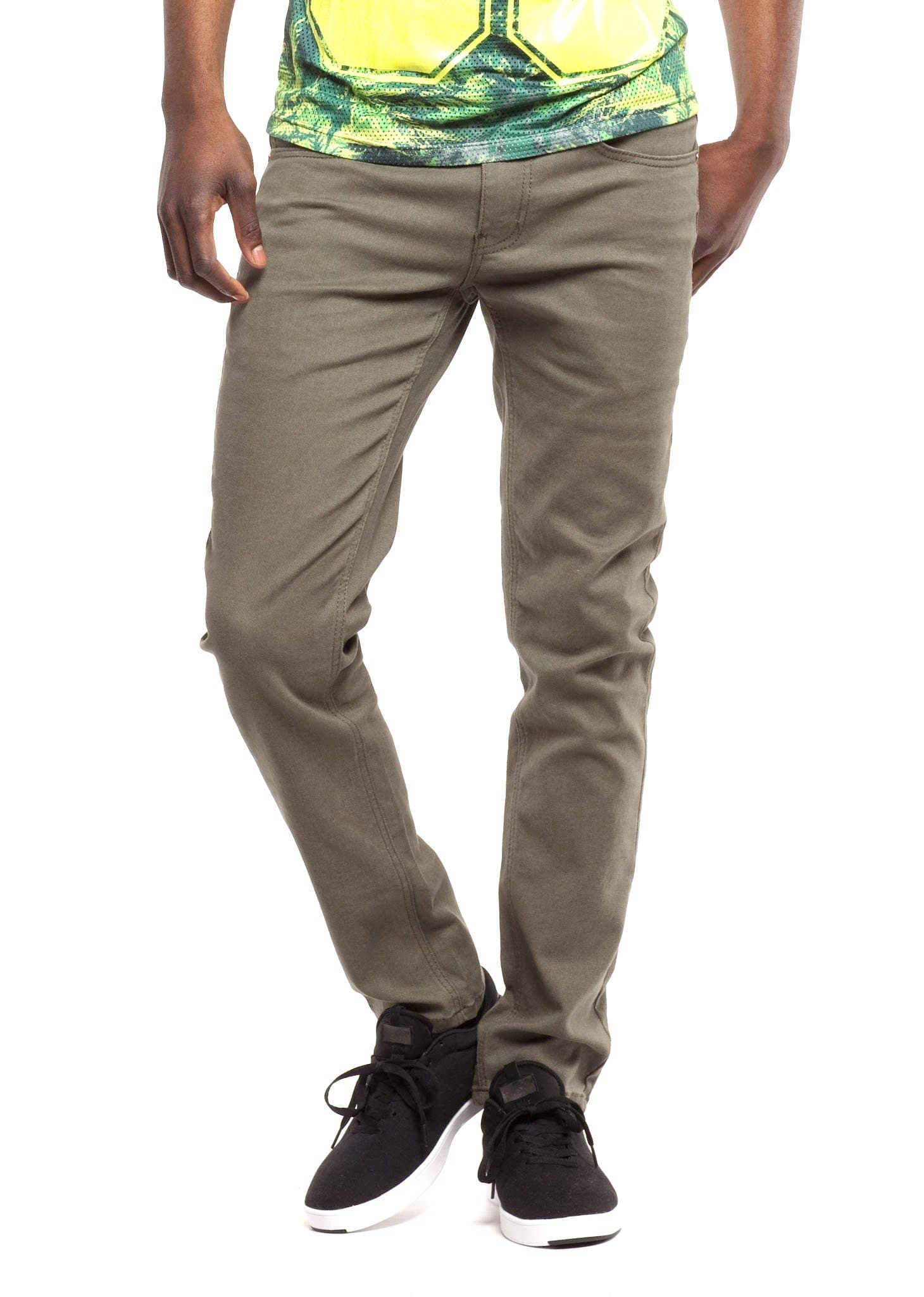 Royal Blue Men's Skinny-Fit Slim Twill Jean - Olive, Size 34W x 30L