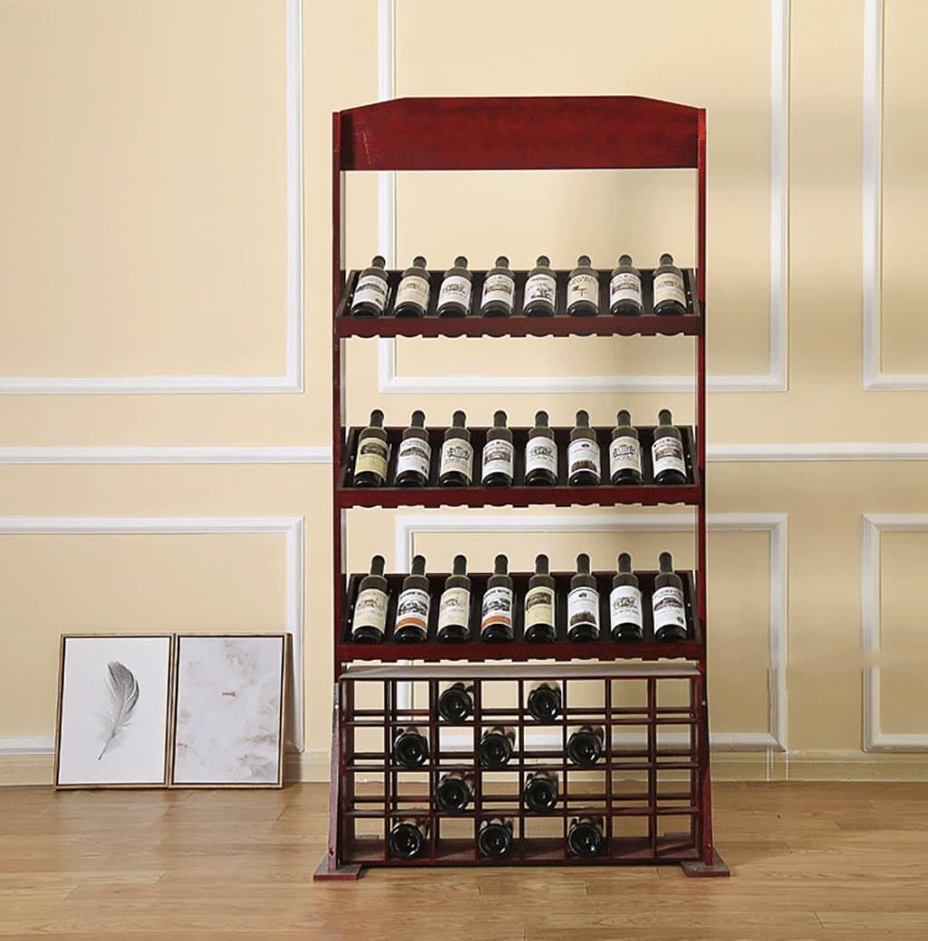 Solid wood wine rack Stand wine rack Multi-layer creative wine display stand Vertical wood wine rack Large capacity can not hang glass red wine decoration rack (Size: 40*80*165cm) ( Color : D )