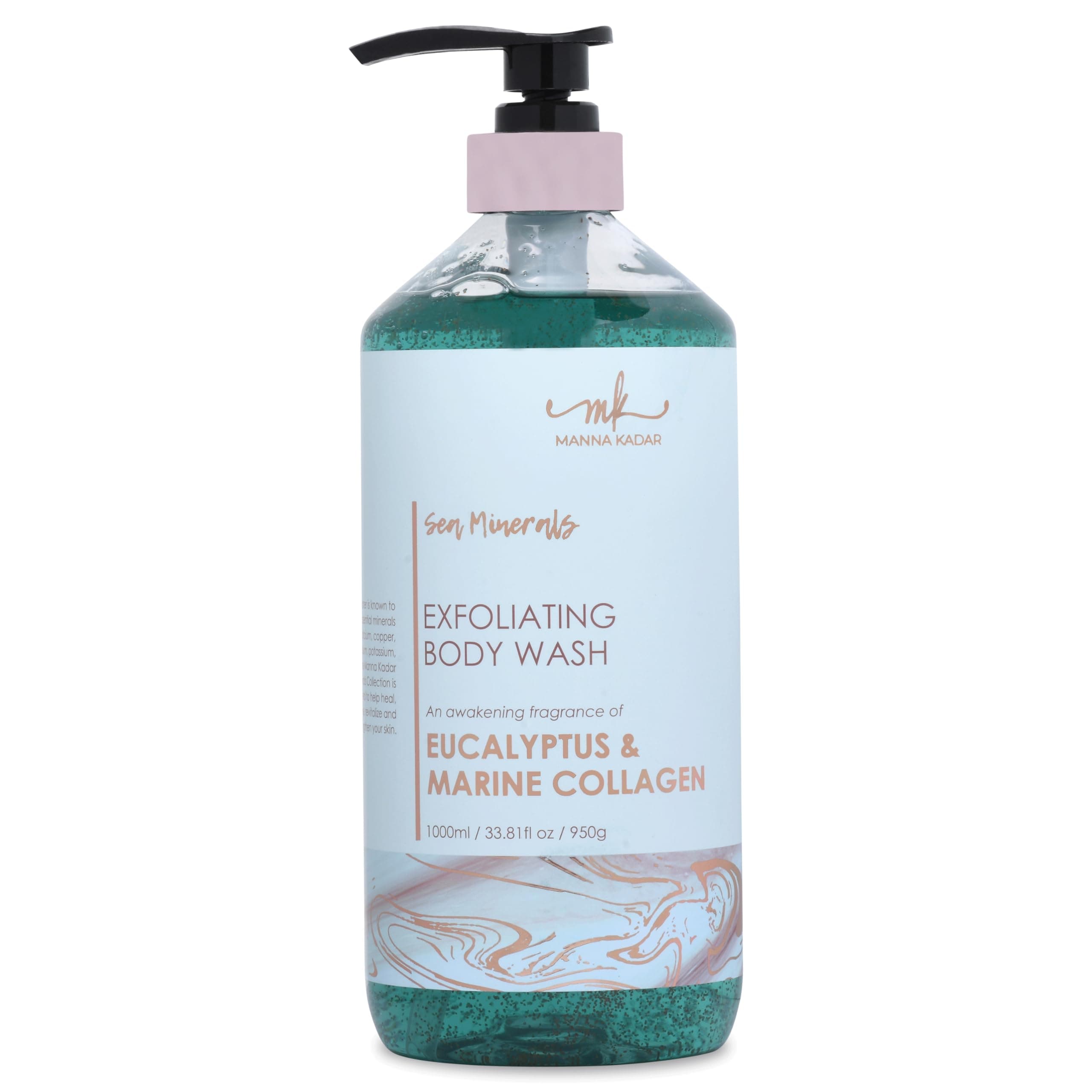 Beauty Dead Sea Minerals Exfoliating Body Wash, Eucalyptus Marine - Body Wash, Shower Gel, Moisturizing Scrub, Brighten Dull Skin