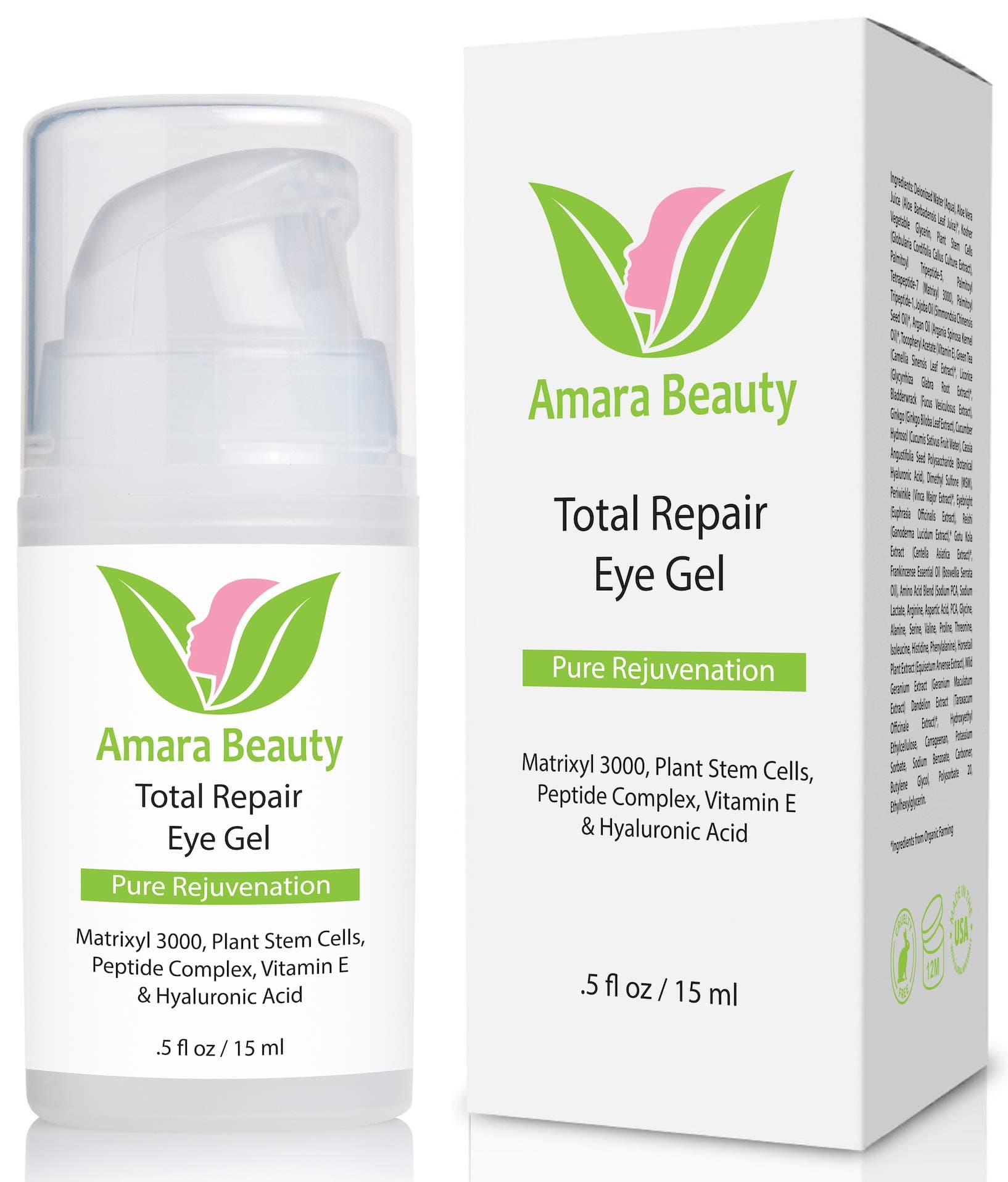 Eye Cream Gel For Dark Circles & Puffiness with Peptides & Hyaluronic Acid - 15 ml