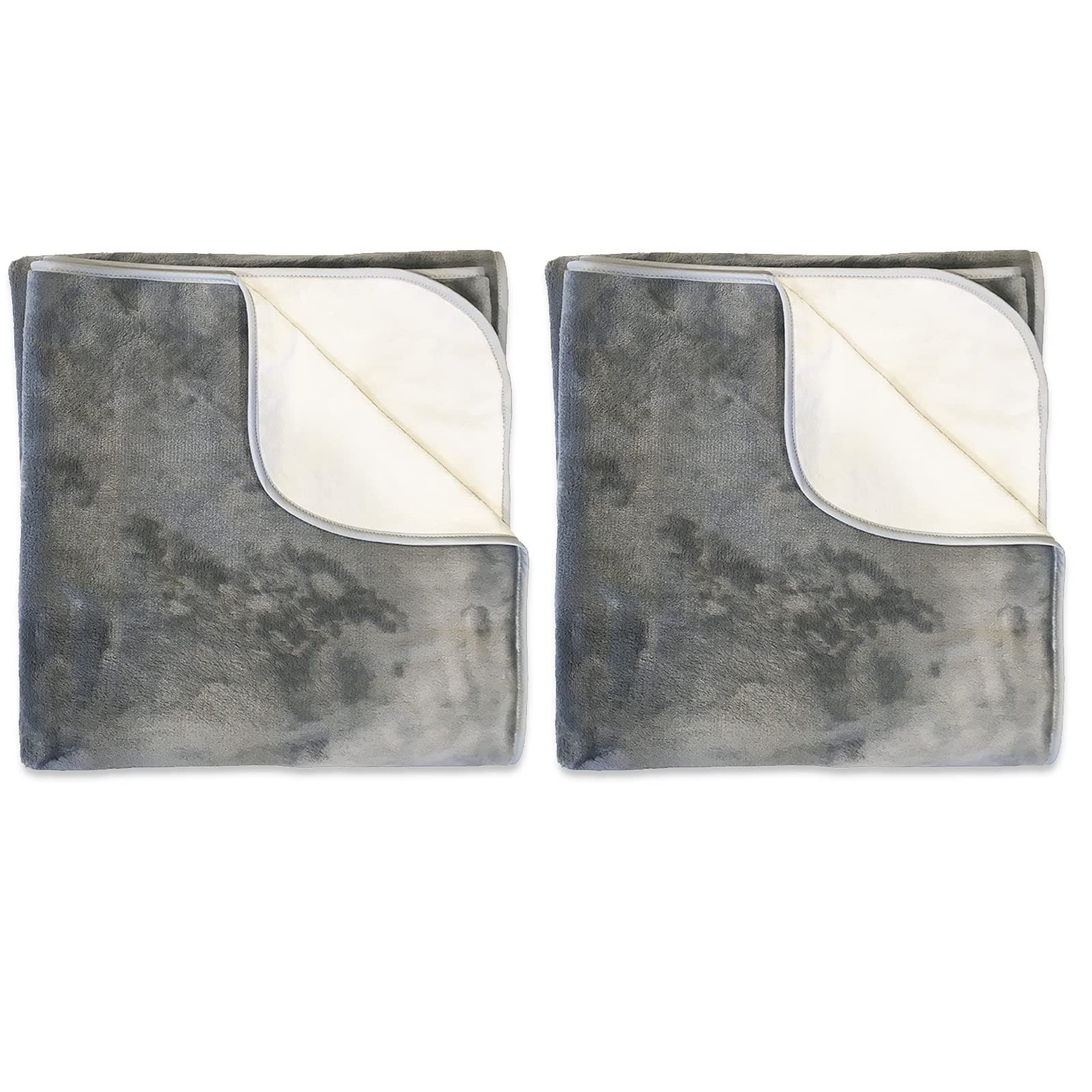 MambeSilky Waterproof Throw for Protecting Furniture Bed Couch from Stains Caused by Dogs, Cats, Incontinence. Soft, Washable, Reversible. (Size Small 2-Pack 30x35 inches, Color Buff/Dove)