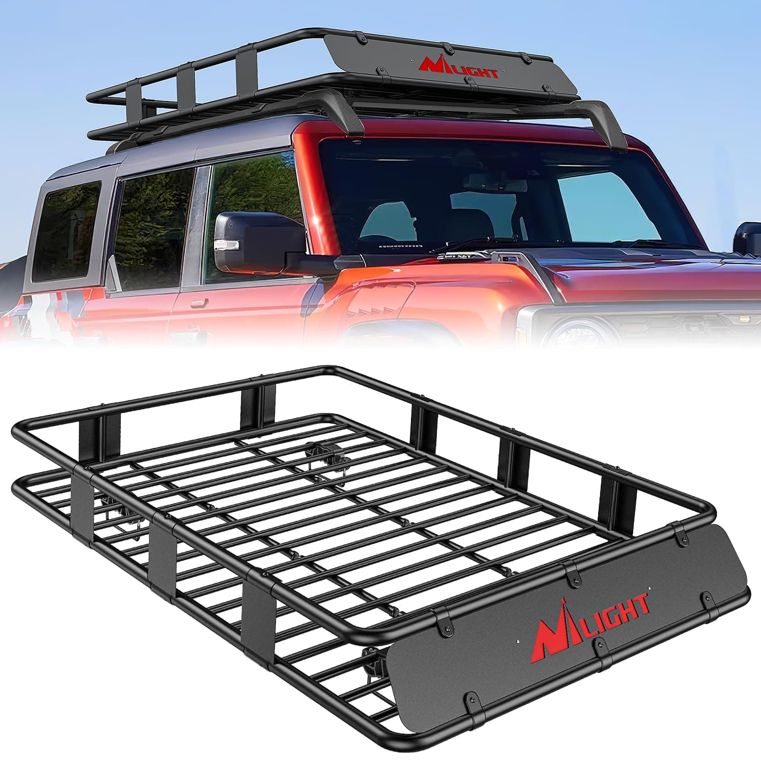 Nilight 64" x 39" x 6" Universal Roof Rack Cargo Basket Heavy-Duty 250LBS Capacity Rooftop Cargo Carrier Luggage Holder for SUV Truck Vehicle