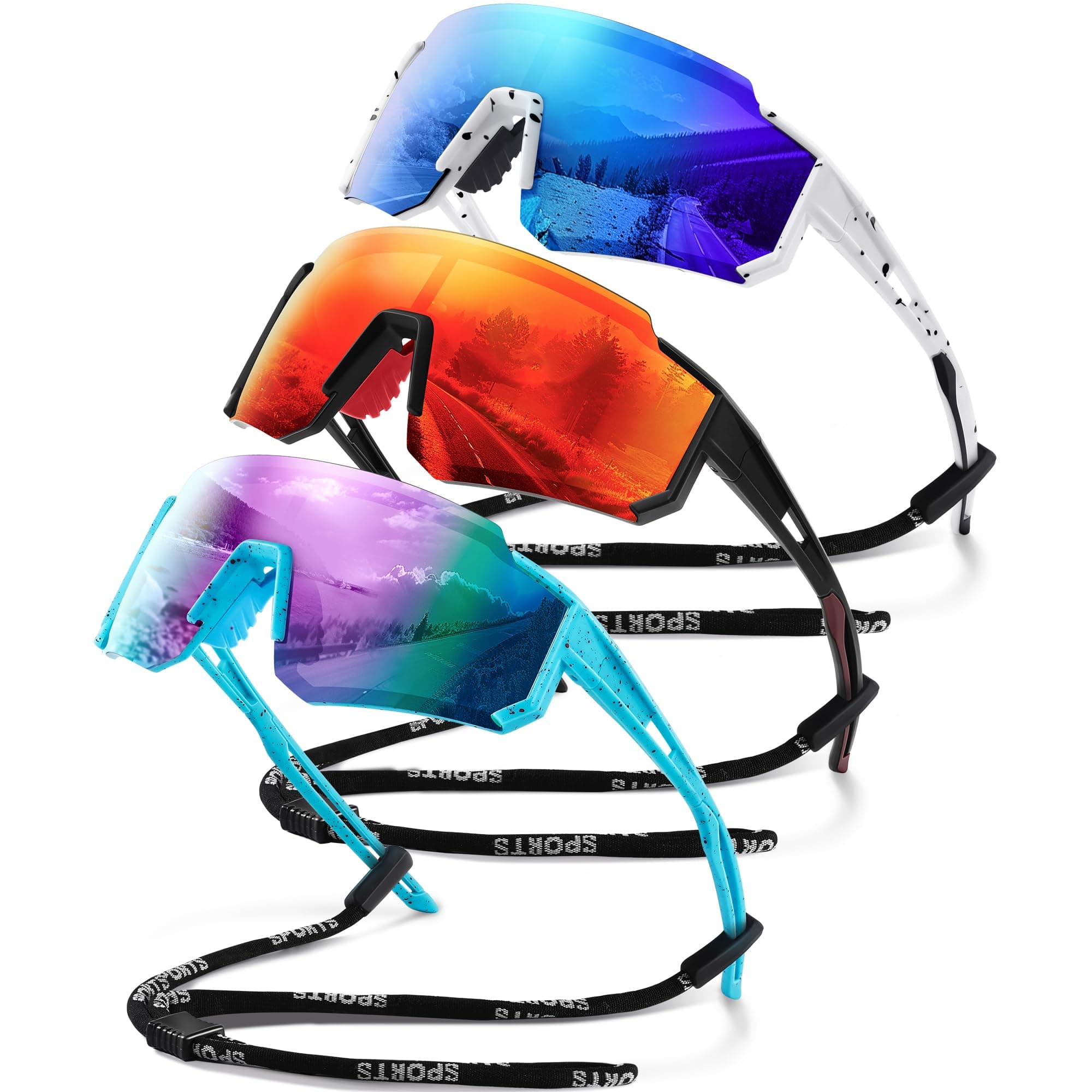 Polarized Sport Sunglasses for Men and Women, Lightweight TR90 Sun Glasses with UV Protection for Cycling Running