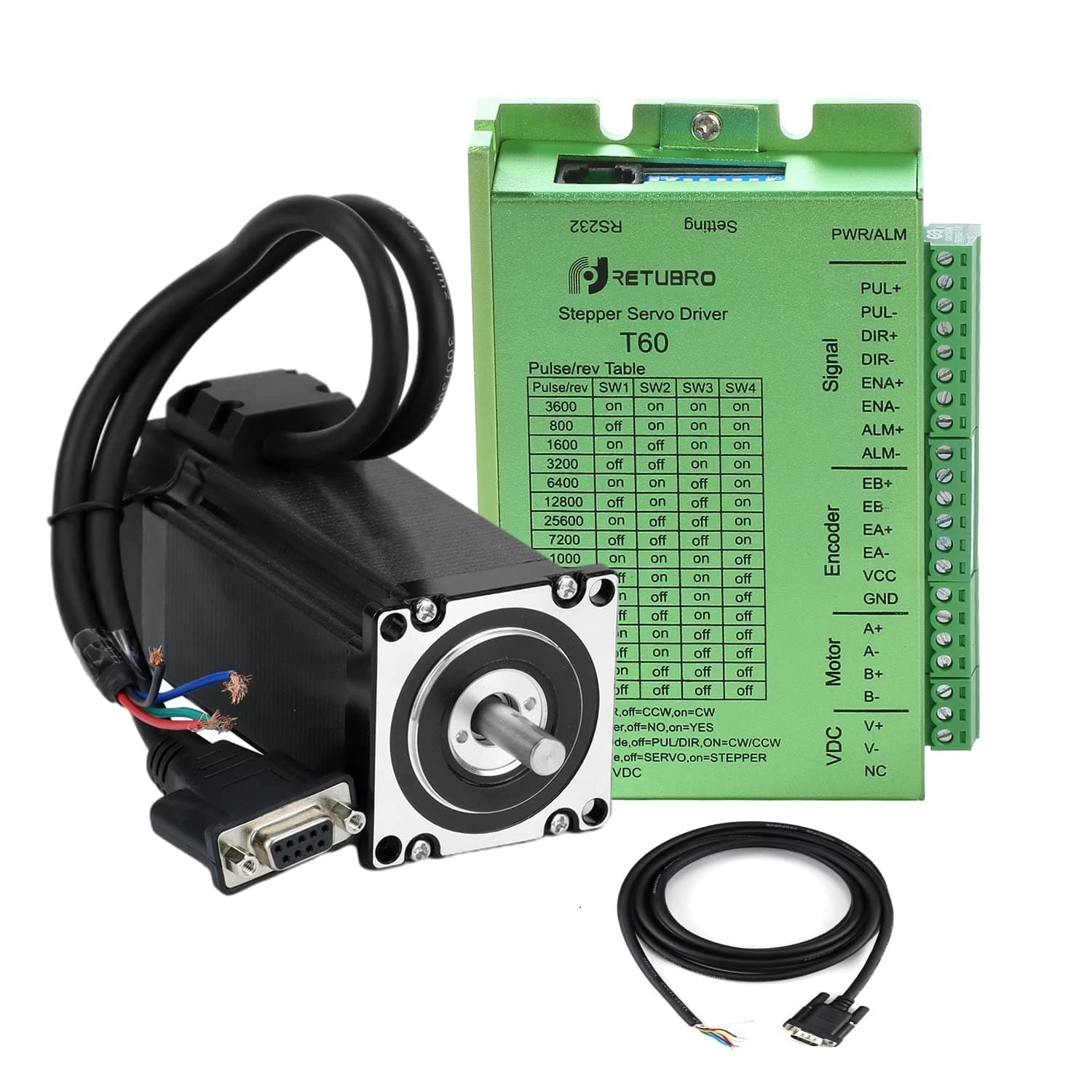 Nema 23 Stepper Closed Loop Servo Motor and Driver Kit 2 Phase 3.0NM(425 oz.in) with Encoder