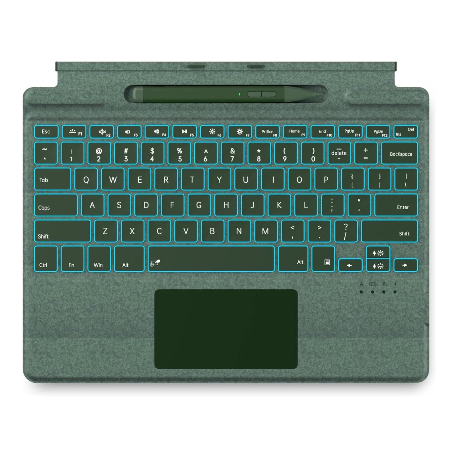 JvKzaen Surface Pro 9 Keyboard with Slim Pen, Compatible with Microsoft Surface Pro 11 10 9 8 X, 13 Inch Bluetooth Wireless Backlit Type Cover with Slim Pen,Keyboard with Slim Pen,Green