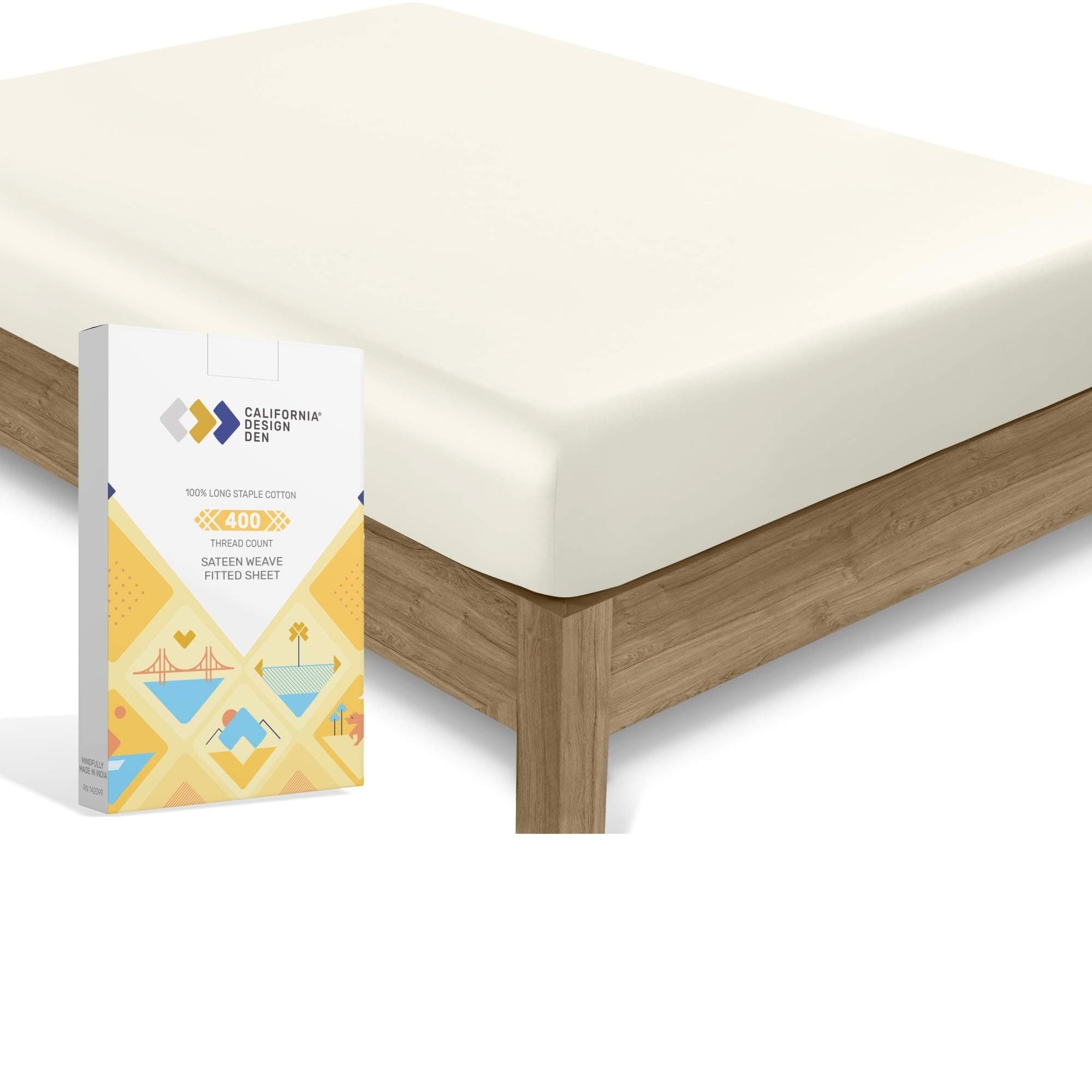 Luxury Collection 100% Pure Cotton Fitted Sheet, Best Hotel Style 400 TC King Size Ivory Sheet - Long Staple Combed Natural Cotton Sheet Sateen Weave - Fits Mattress 41 cm Deep Pocket