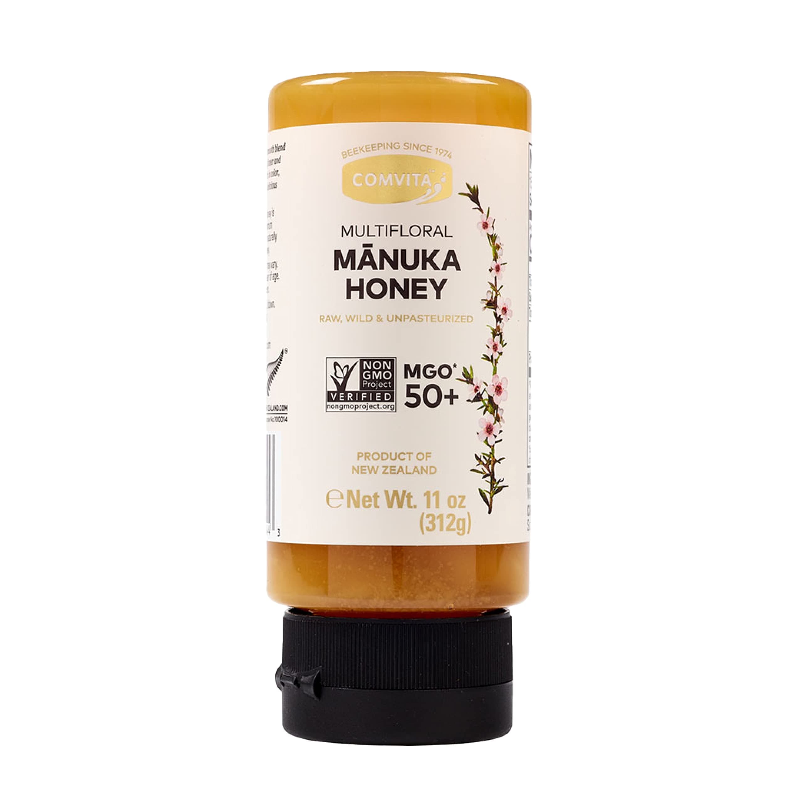 Comvita Multifloral Manuka Honey (MGO 50+) | New Zealand’s #1 Manuka Brand | Raw, Wild, Non-GMO | Delicious & Creamy Superfood for Daily Vitality | 11oz Squeeze Bottle