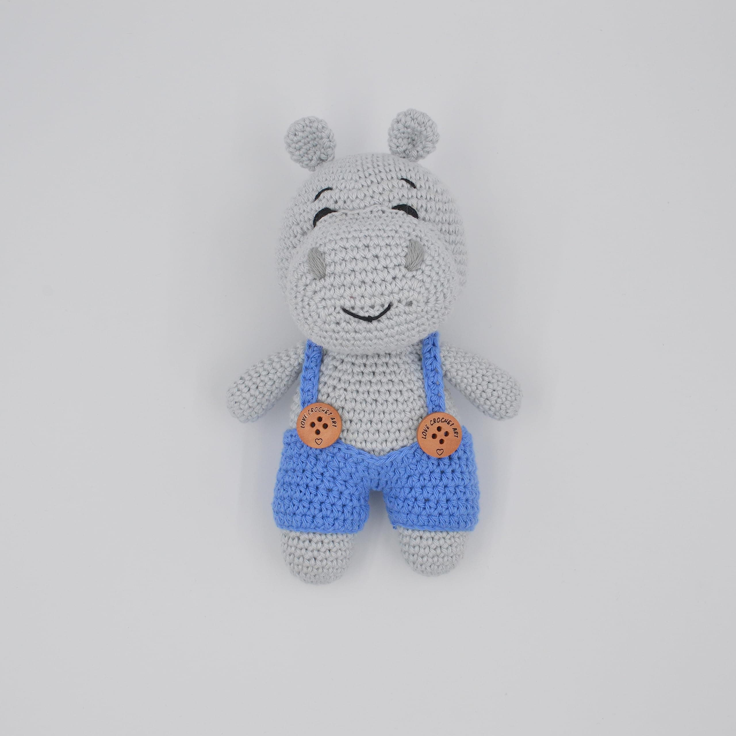Handsome Hippo Crochet Toys, Soft Toys for boy & Girl, Crochet Toys, amigurumi Toys, Stuffed Animal Toys, Nursery Toys, Nursery Ideas, Baby Shower Gift, Soft Animal Toy (Blue)