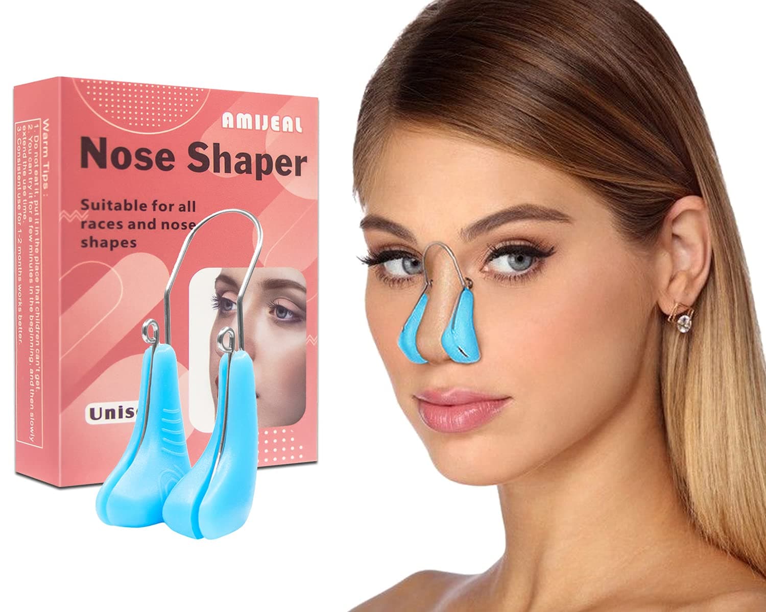 AMIJEAL Nose Shaper Clip - Up Lifting Clip, Pain-Free Soft Silicone Nose Slimming Device, Bridge Straightener Corrector Beauty Tool