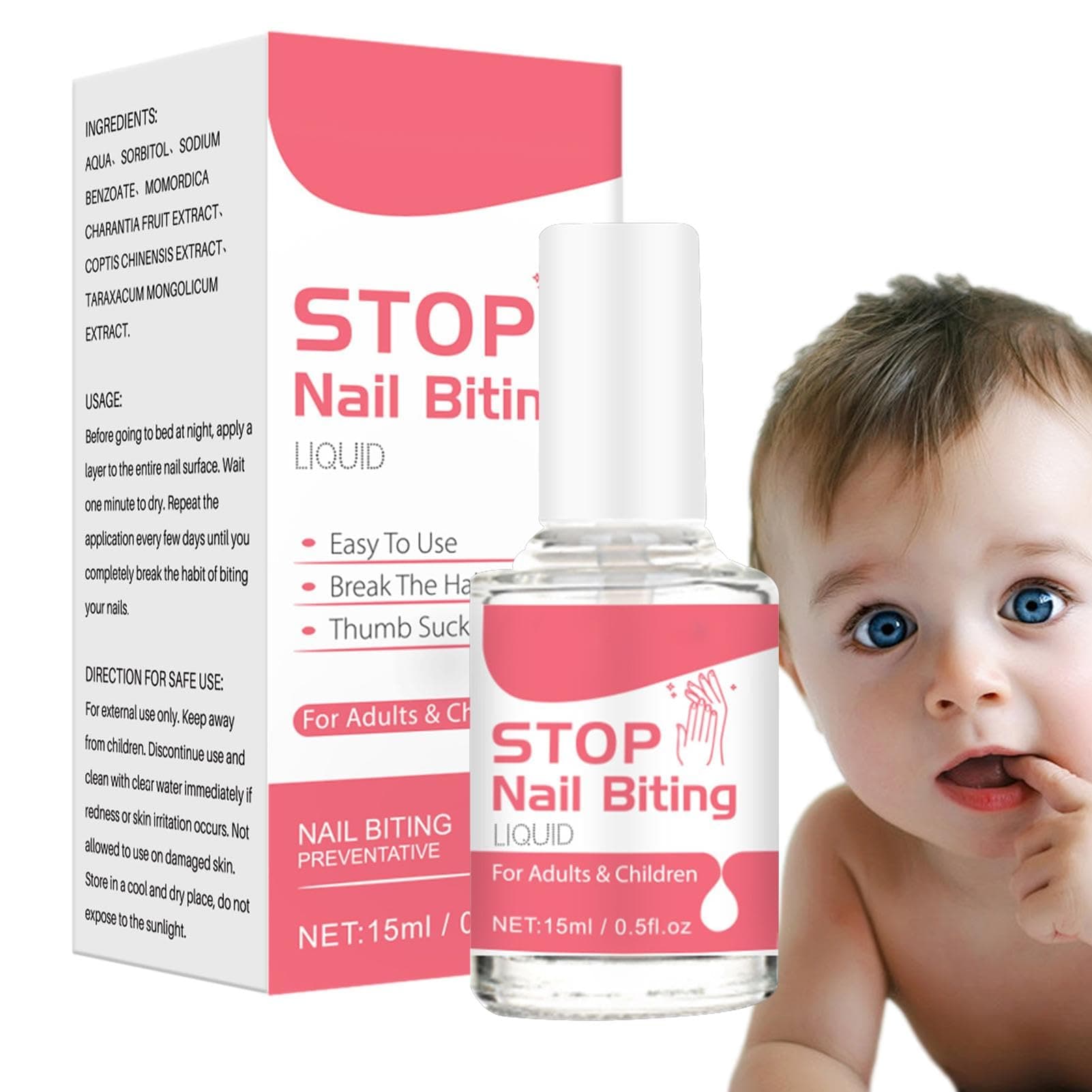 15ml Stop Nail Biting,Thumb Sucking, Stop Nail Bitting Bitter Taste Liquid, Nail Biting Prevention For Kids Adults,Clear, Fast And Easy Application, Water Resistant