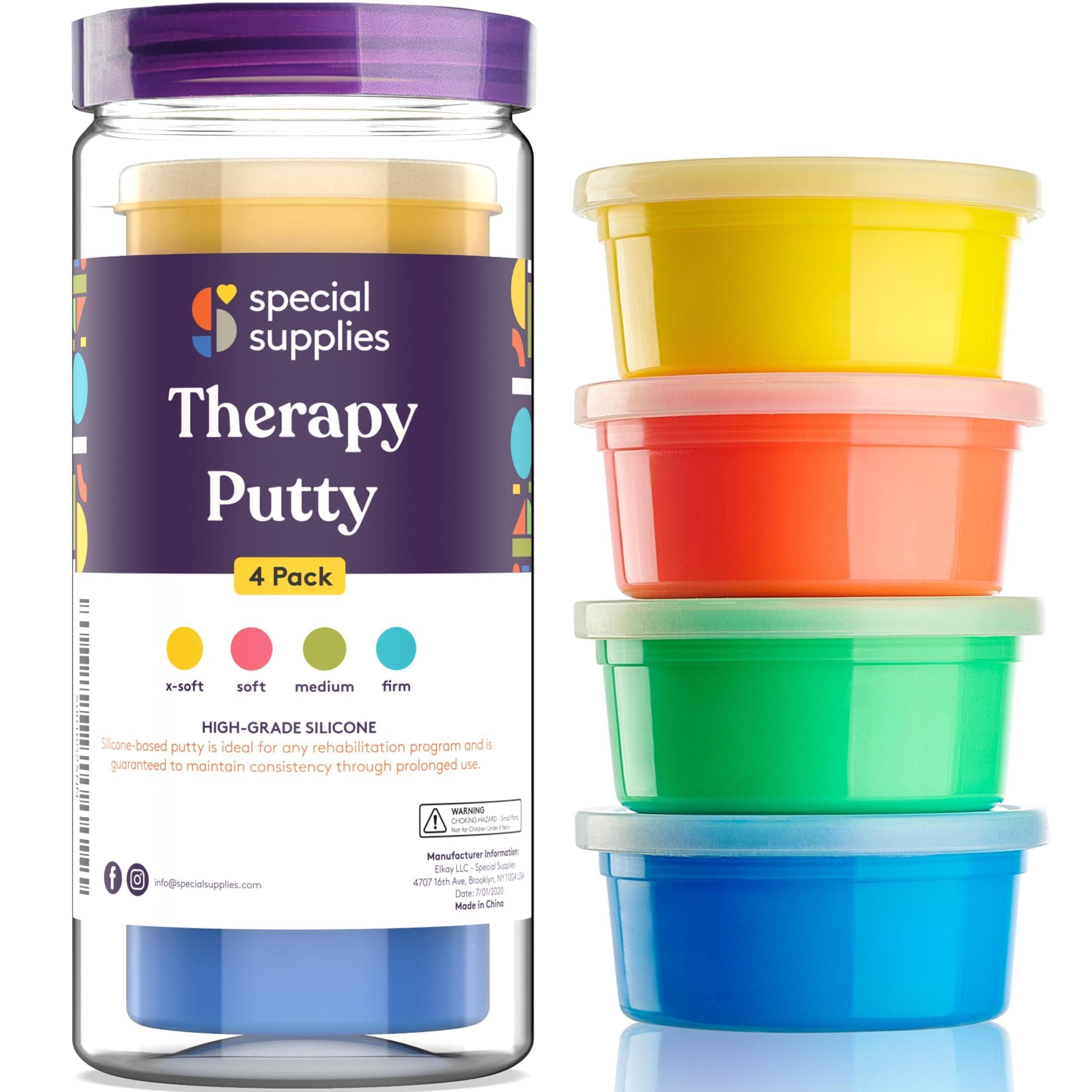 Special Supplies Therapy Putty for Kids and Adults - Resistive Hand Exercise Therapy Putty Kit, Set of Four Strengths, 3 Ounces of Each Putty