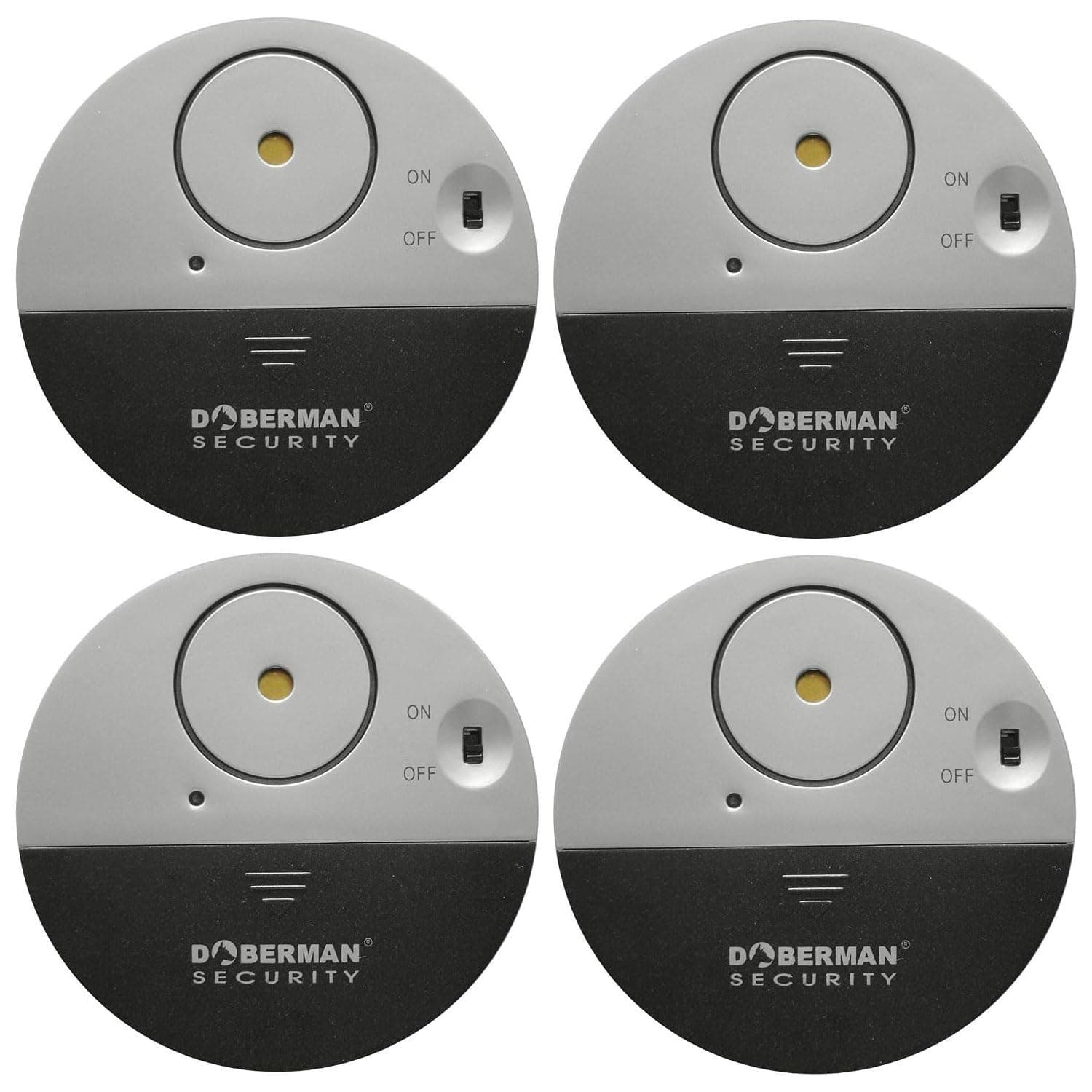 WER 4 X Doberman Security Ultra-Slim Loud 100dB Alarm and Vibration Sensors-Modern & Ultra-Thin Design Compatible with Virtually Any Window-Perfect for Home, Office, Dorm Room or Even RVs 4-Packs