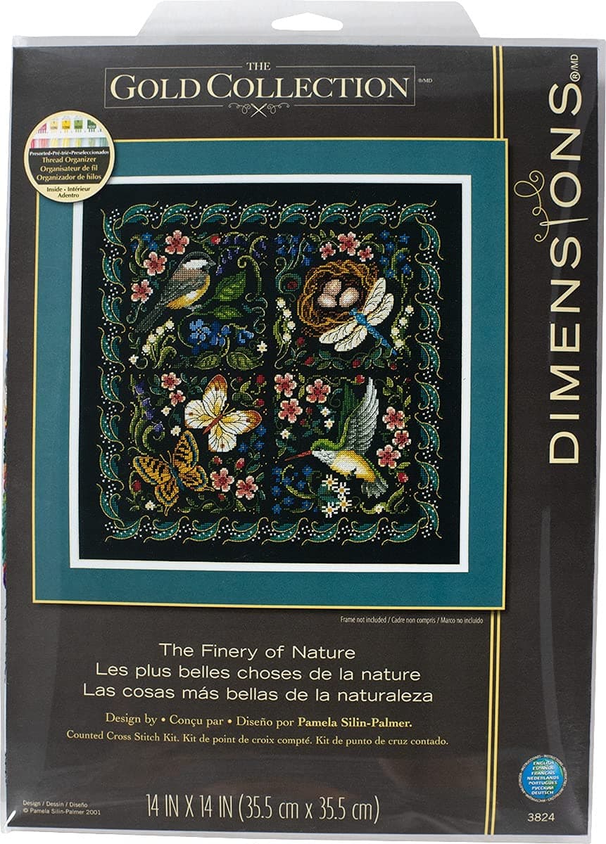 Dimensions3824 Gold Collection The Finery of Nature Advanced Counted Cross Stitch Kit, 14" x 14"