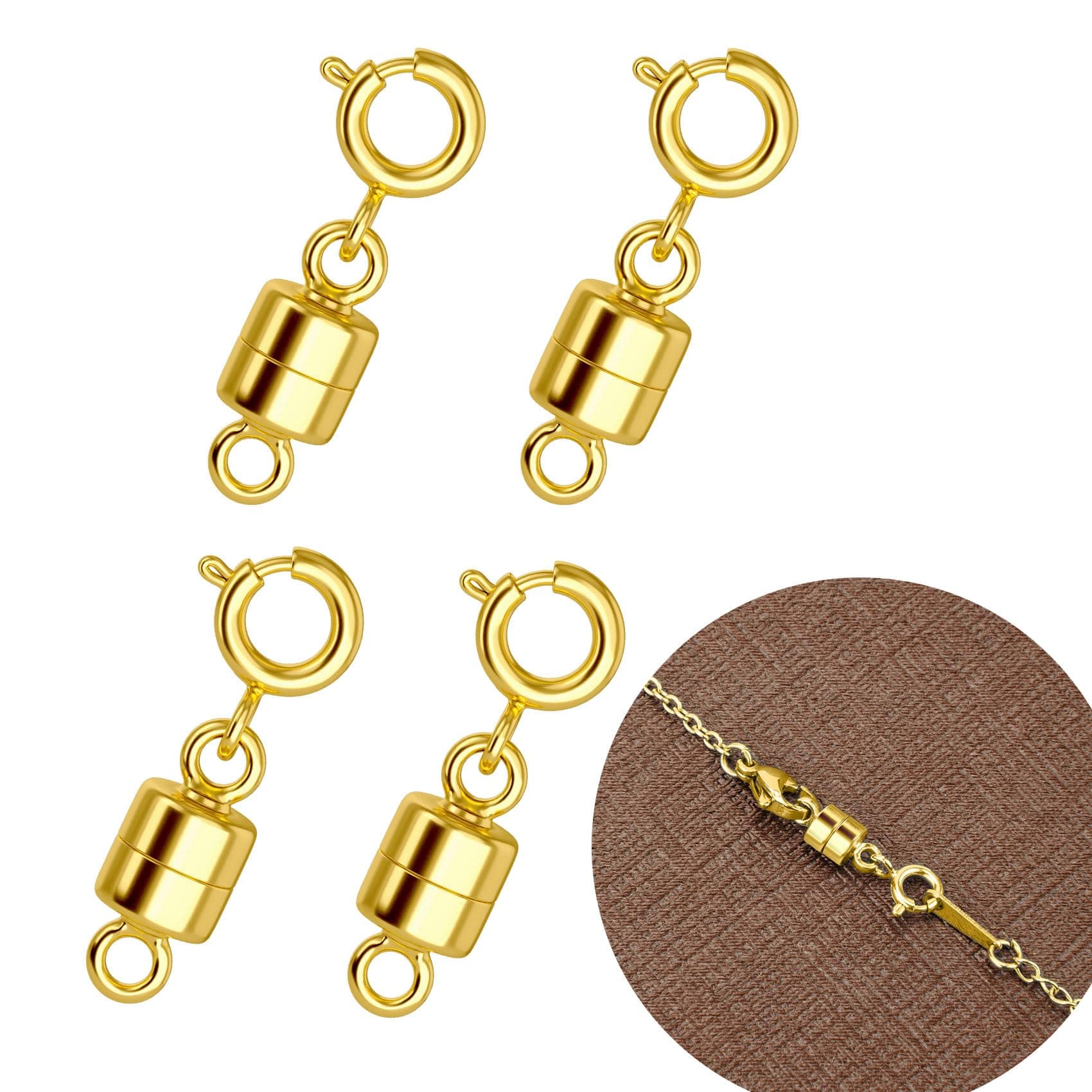 4Pcs Magnetic Necklace Clasps and Closures 18K Gold Plated Bracelet Converters, Jewelry Clasps for Jewelry Making Necklace Bracelet Clasp for Women Connector for Necklaces Chain Extender