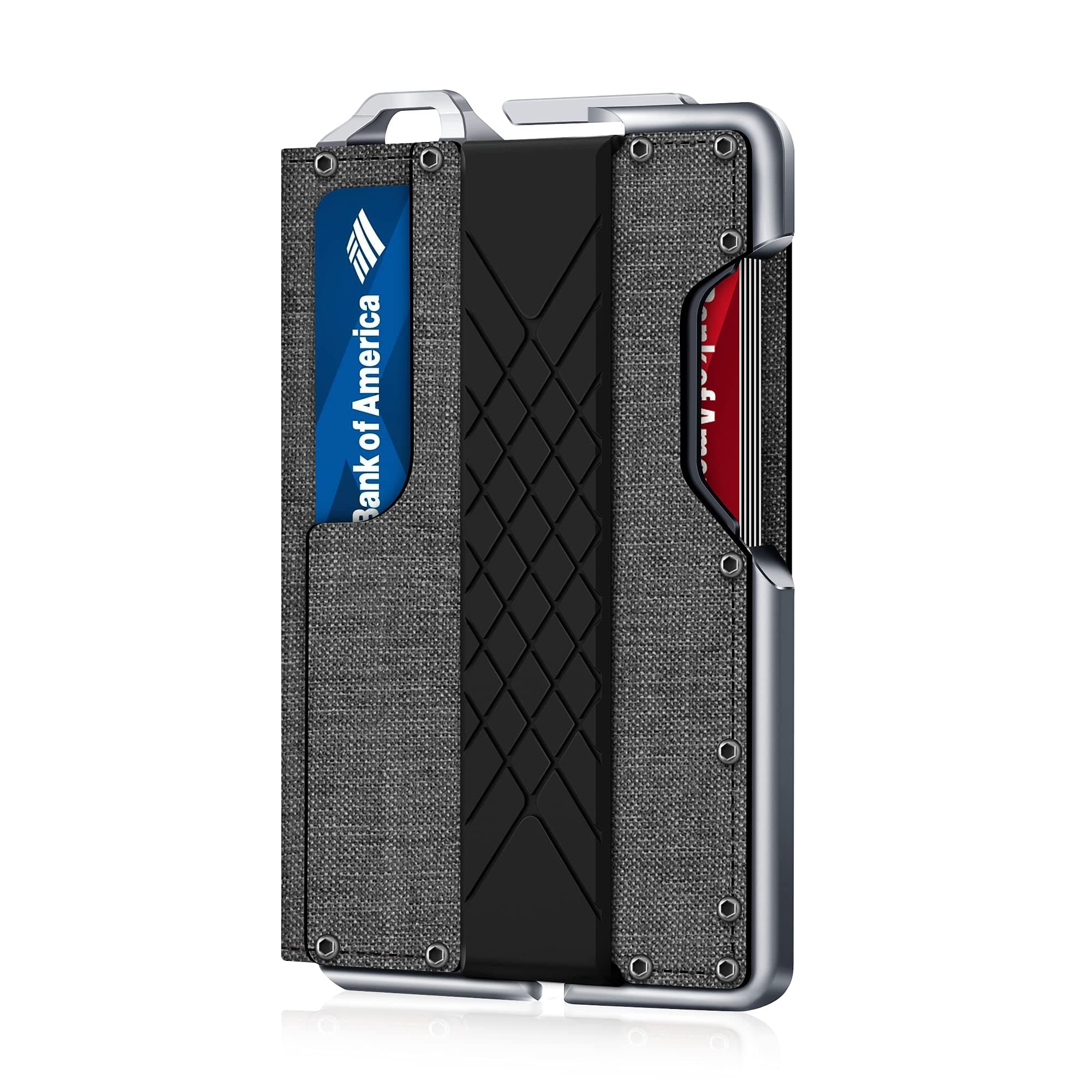 MURADIN Tactical Minimalist Wallet for Men, Slim RFID-Blocking Metal Card Holder, Front Pocket Men's Leather Dapper Bifold Wallet with Money Clip