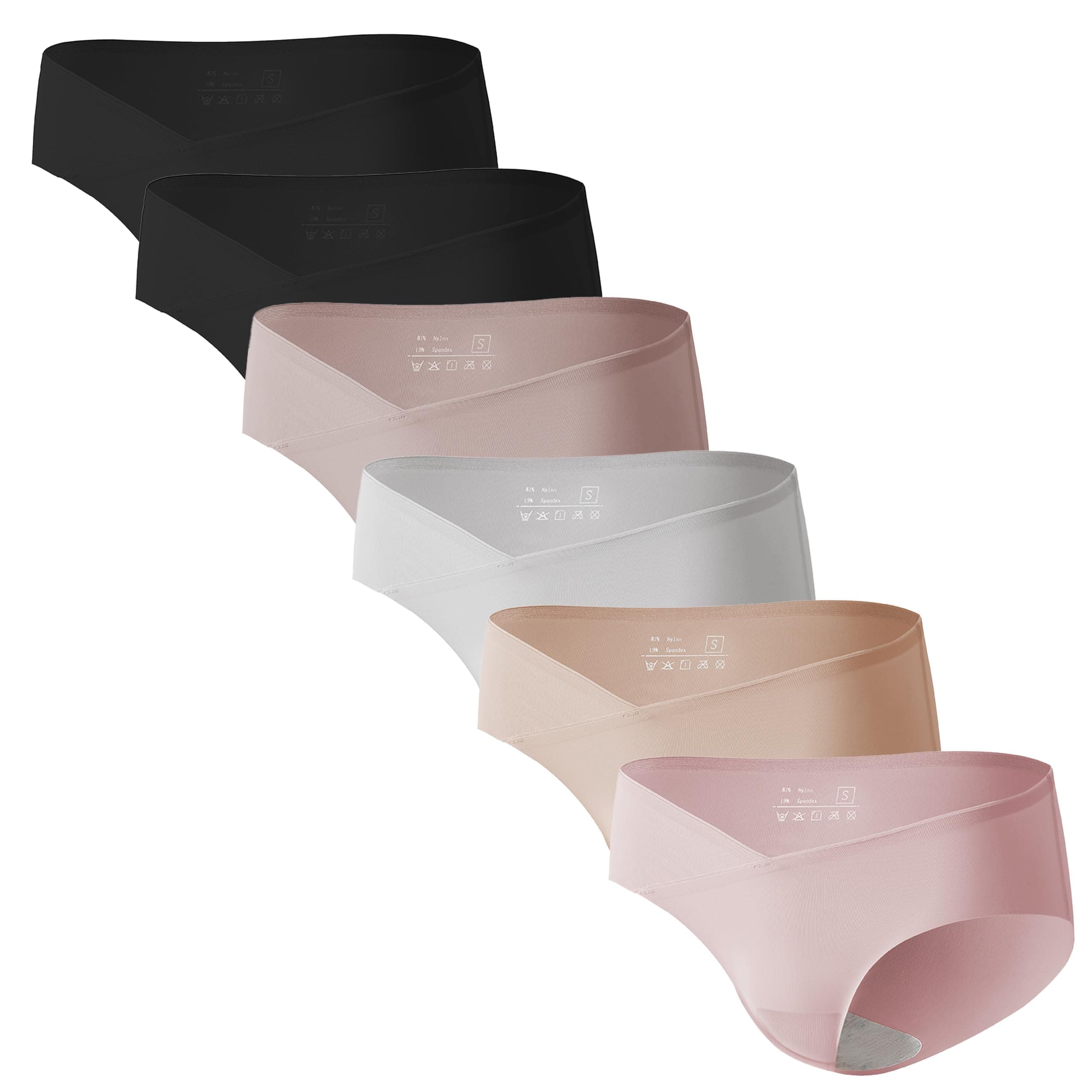 Angelhood Maternity Underwear Seamless, Pregnancy Panties Postpartum Maternity Underwear Under Bump Pack of 6, 5, 3