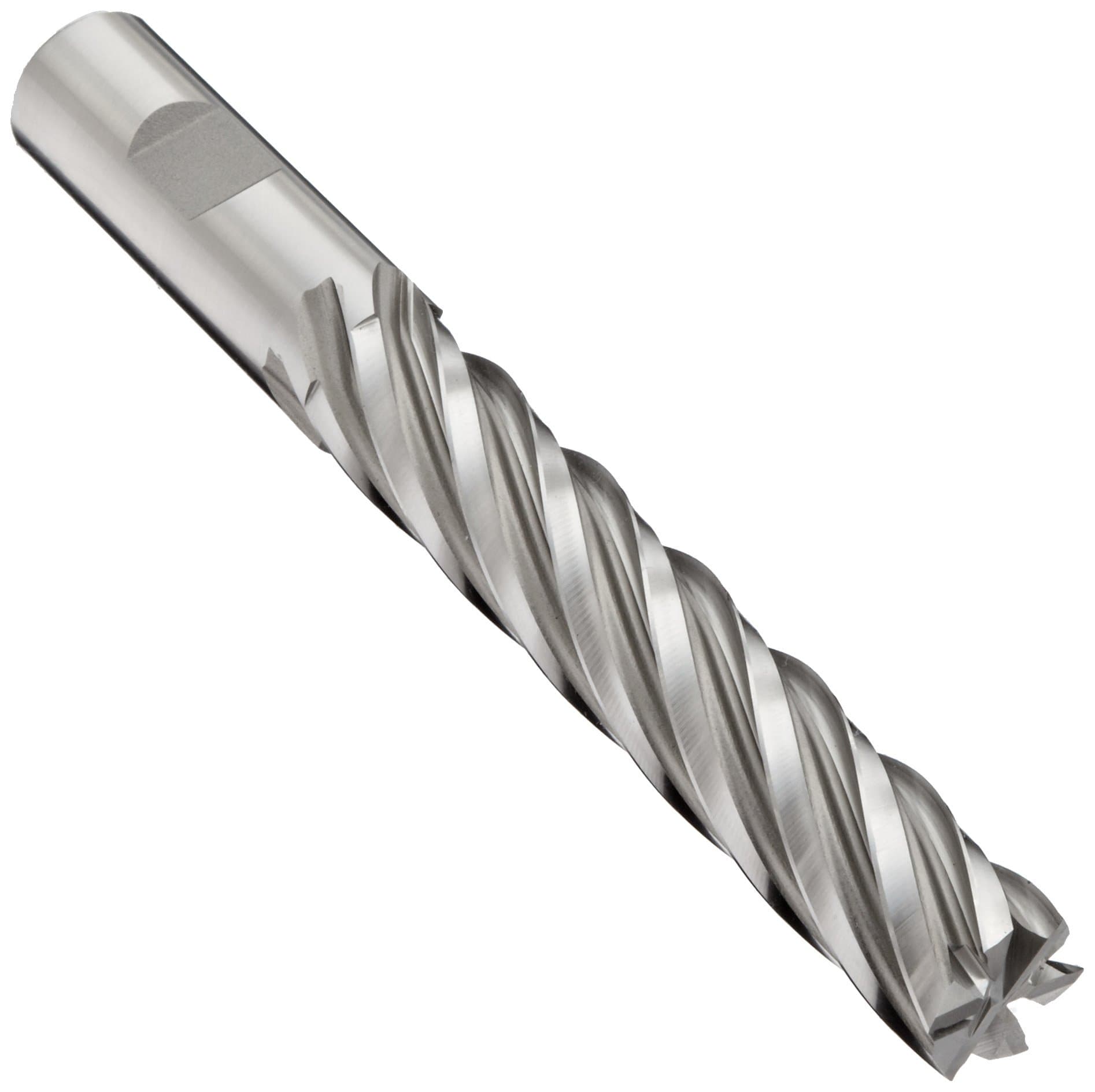YG-1 E2175 Cobalt Steel Square Nose End Mill, Extra Long Reach, Weldon Shank, Uncoated (Bright) Finish, 30 Deg Helix, 6 Flutes, 6.125" Overall Length, 0.625" Cutting Diameter, 0.625" Shank Diameter