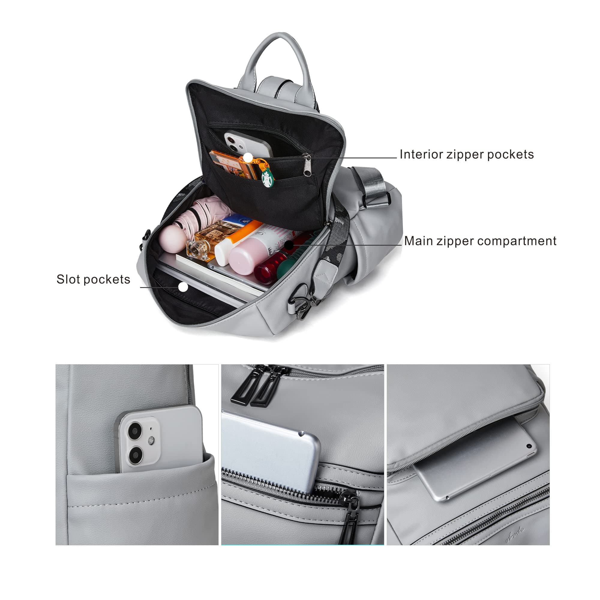 OPAGE Backpack Purse for Women Leather Fashion Designer Tassel Backpack Purse Ladies Shoulder Bag Travel Backpack Bag