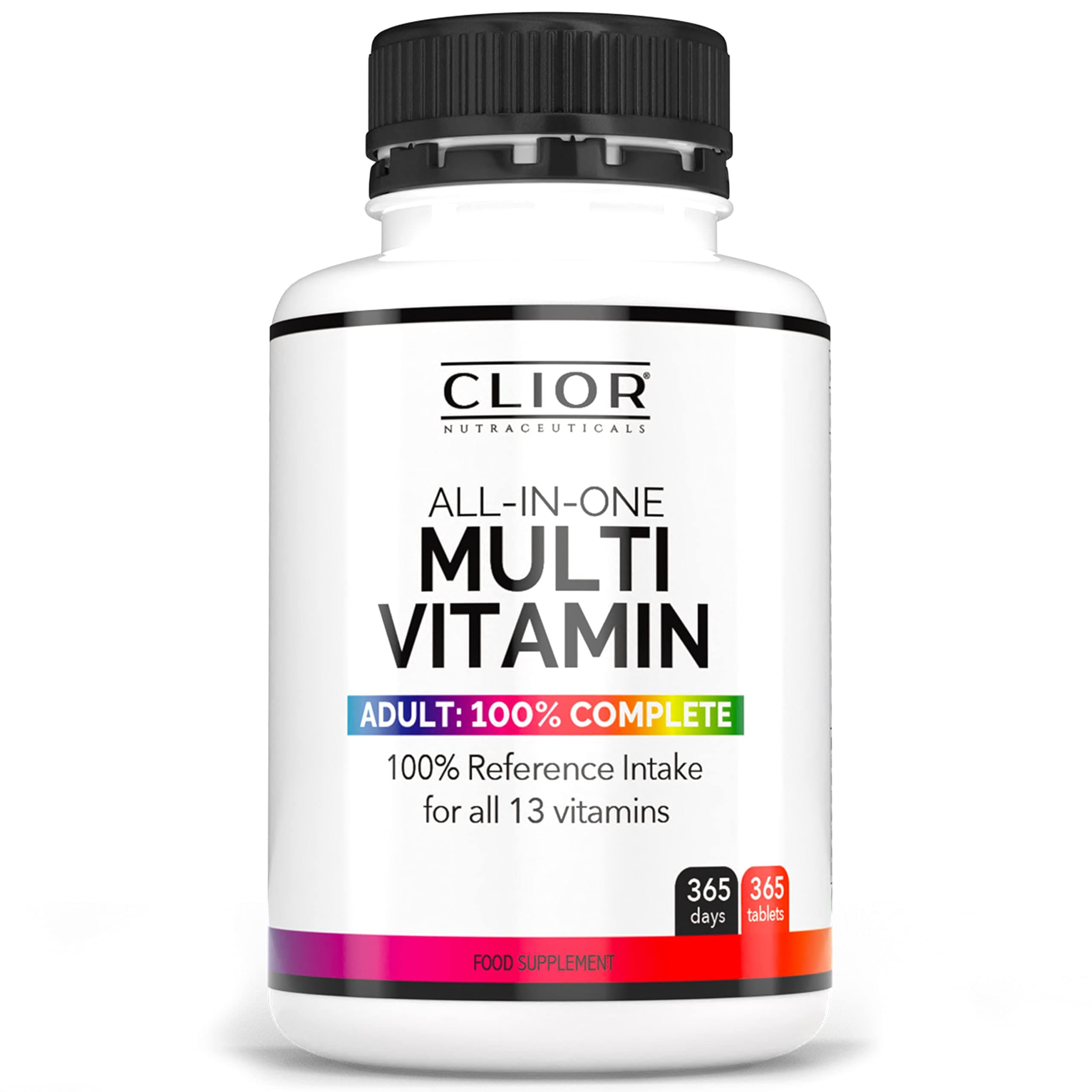 MultiVitamin x 365 (1 Year Supply) Includes 100% Vitamin D3 & Vitamin K2Tablets Plus 100% RDA Recommended UK/EU Adults Men & Women | Without Iron | Multi-Vitamins Supplement by Clior UK