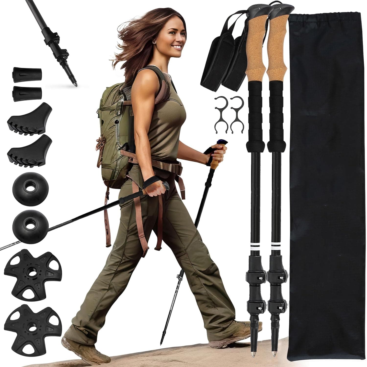 SKADE Aluminum Hiking Poles Collapsible Lightweight, Walking Sticks for Hiking, Trekking Poles for Hiking, Walking Sticks for Seniors, Hiking Stick & Walking Poles