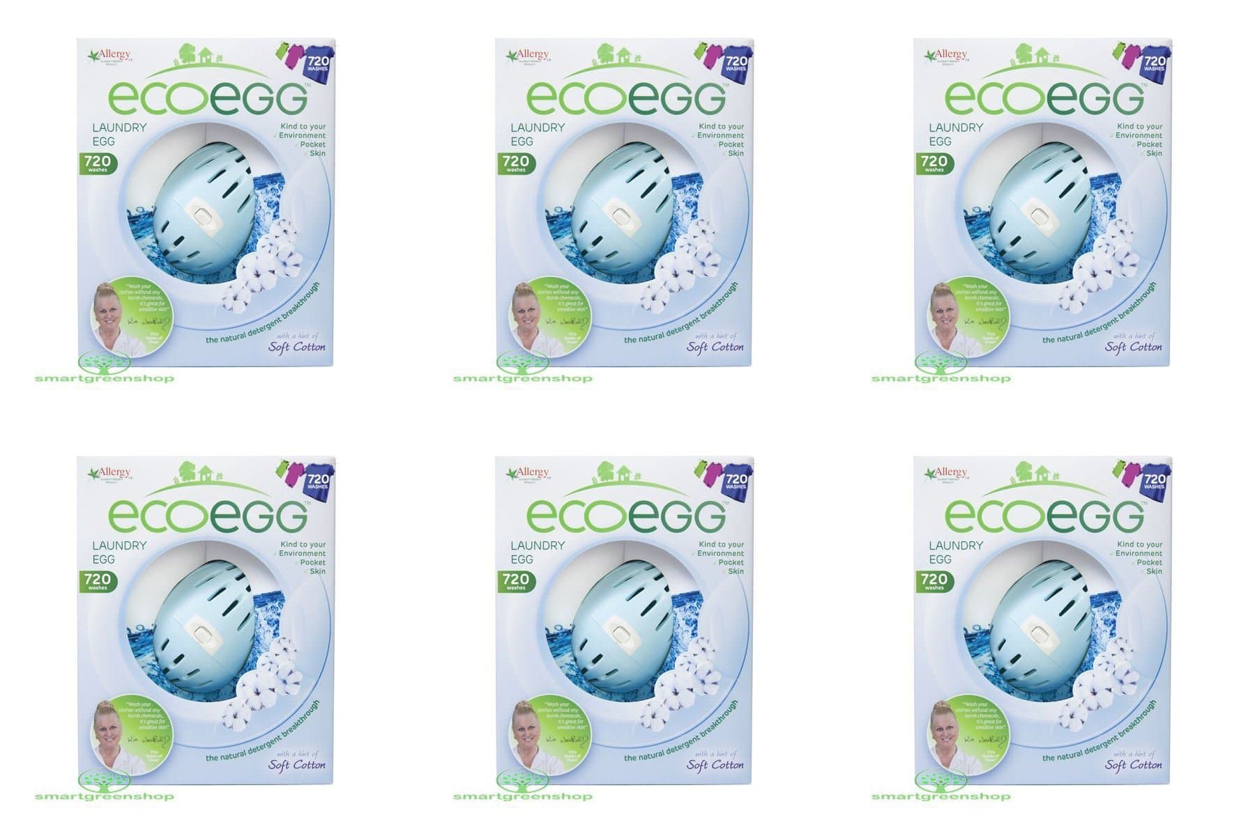 (6 PACK) - Ecoegg Laundry Egg Soft Cotton | 720 wahe washes | 6 PACK - SUPER SAVER - SAVE MONEY