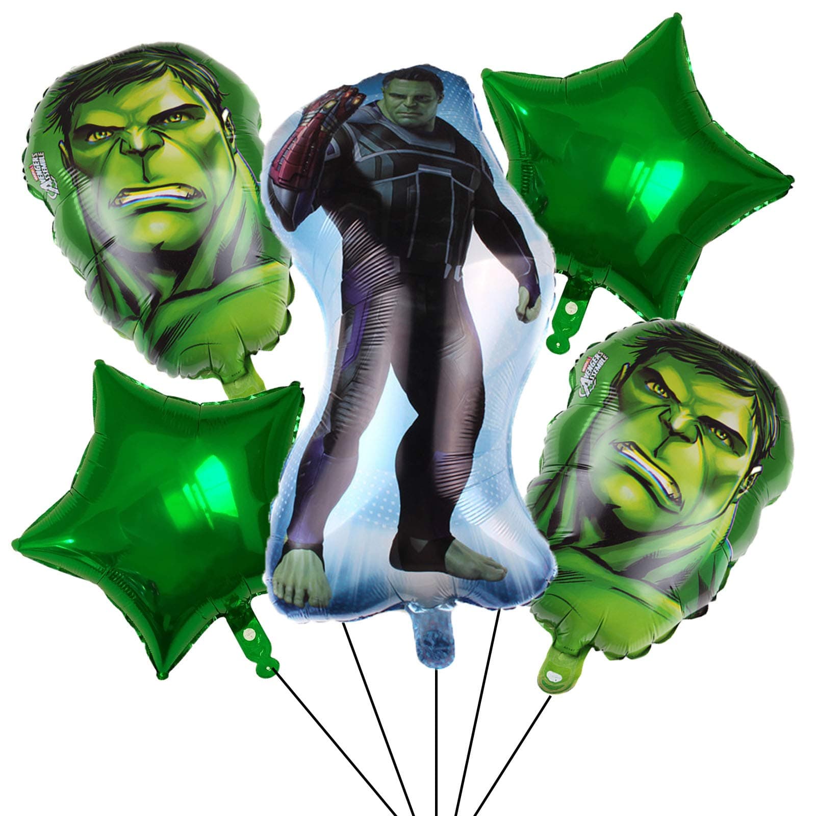 5PCS Superhero The Incredible Hulk Foil Balloons for Kids Birthday Baby Shower Avengers Theme Party Decorations