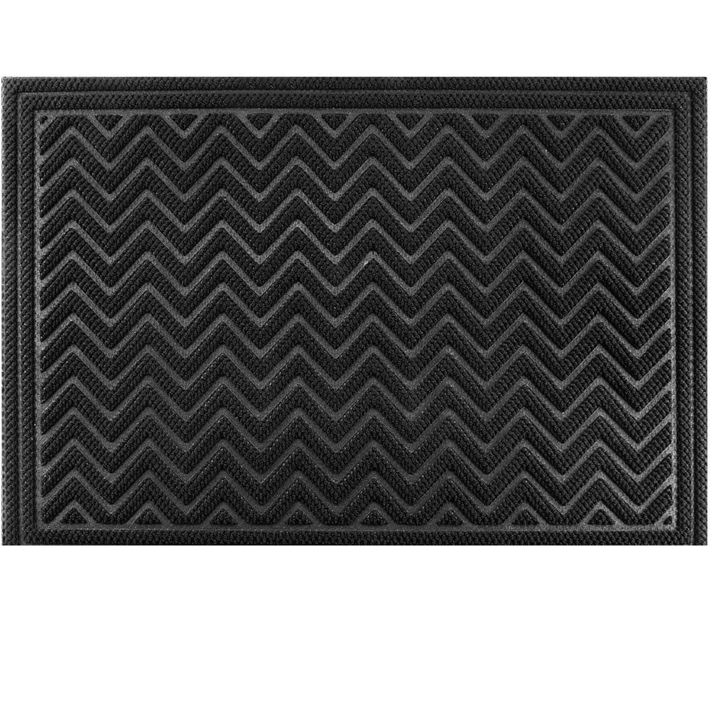MibaoFront Door Mat, Dirt Trapper Welcome Mat for Outdoor Indoor, Non-Slip Waterproof Doormat, Durable Machine Washable Low Profile Entry Rug for Back Door Outside Patio, 61.5" x 36", Black WaveGlobal Recycled StandardGlobal Recycled StandardGlobal Recycled Standard