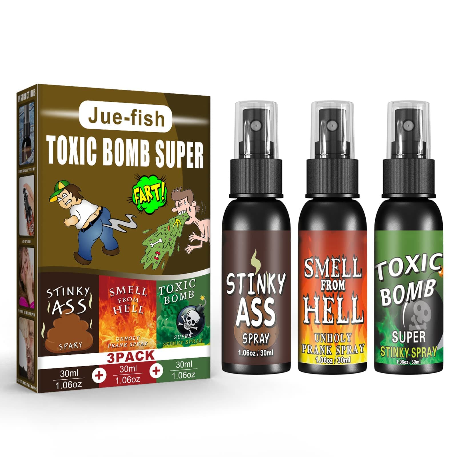 3P Fart Spray Extra Strong 30ml Potent Stink Spray Non Toxic Fart Bomb Prank Stuff Hilarious Gag Gifts for Adults or Kids
