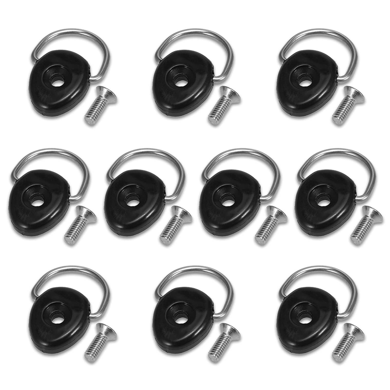 10pcs Kayak Oval D Rings with Screw Kit Deck Loop Mounting Tie Down Kit Canoe Boat Fishing Rigging Hardware Accories