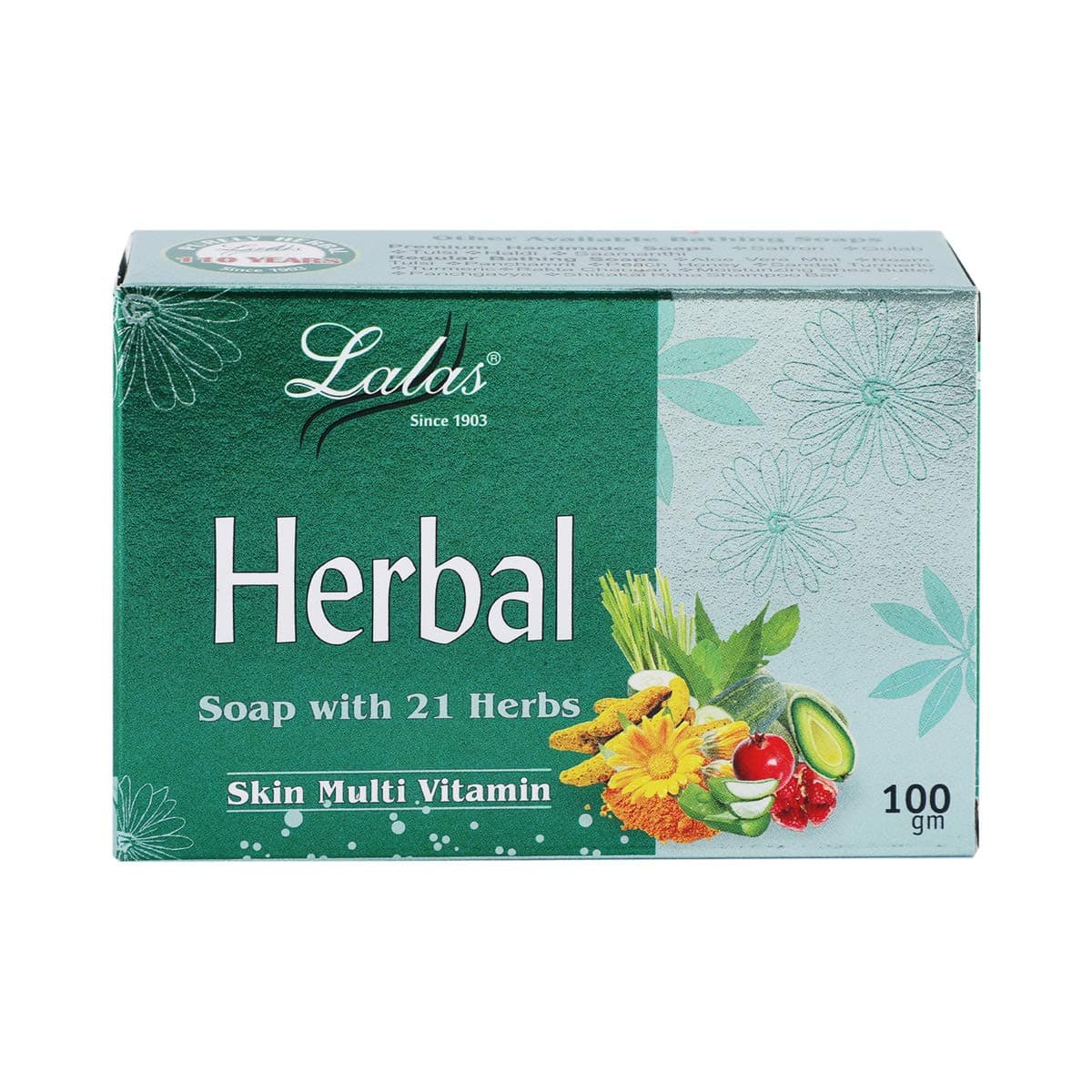 Lalas Herbal Soap with 21 Herbs 100gms- Pack Of 4